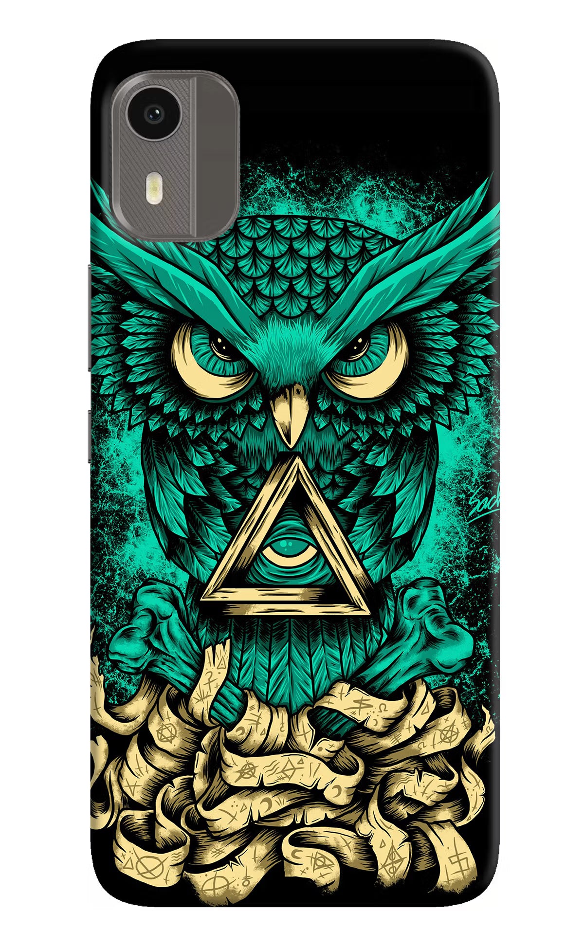Green Owl Nokia C12/C12 Pro Back Cover - Green Owl Nokia C12/C12 Pro Hard Case Back Cover by Casekaro Green Owl Nokia C12/C12 Pro Hard Case Back Cover by Casekaro
