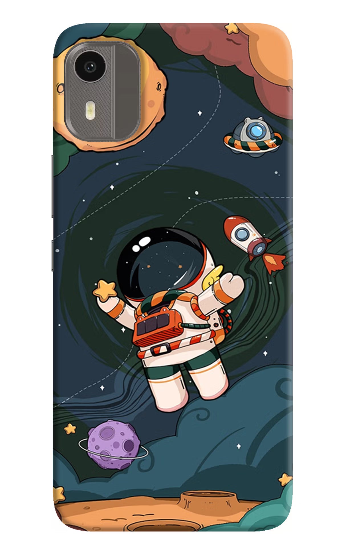 Cartoon Astronaut Nokia C12/C12 Pro Back Cover - Cartoon Astronaut Nokia C12/C12 Pro Hard Case Back Cover by Casekaro Cartoon Astronaut Nokia C12/C12 Pro Hard Case Back Cover by Casekaro