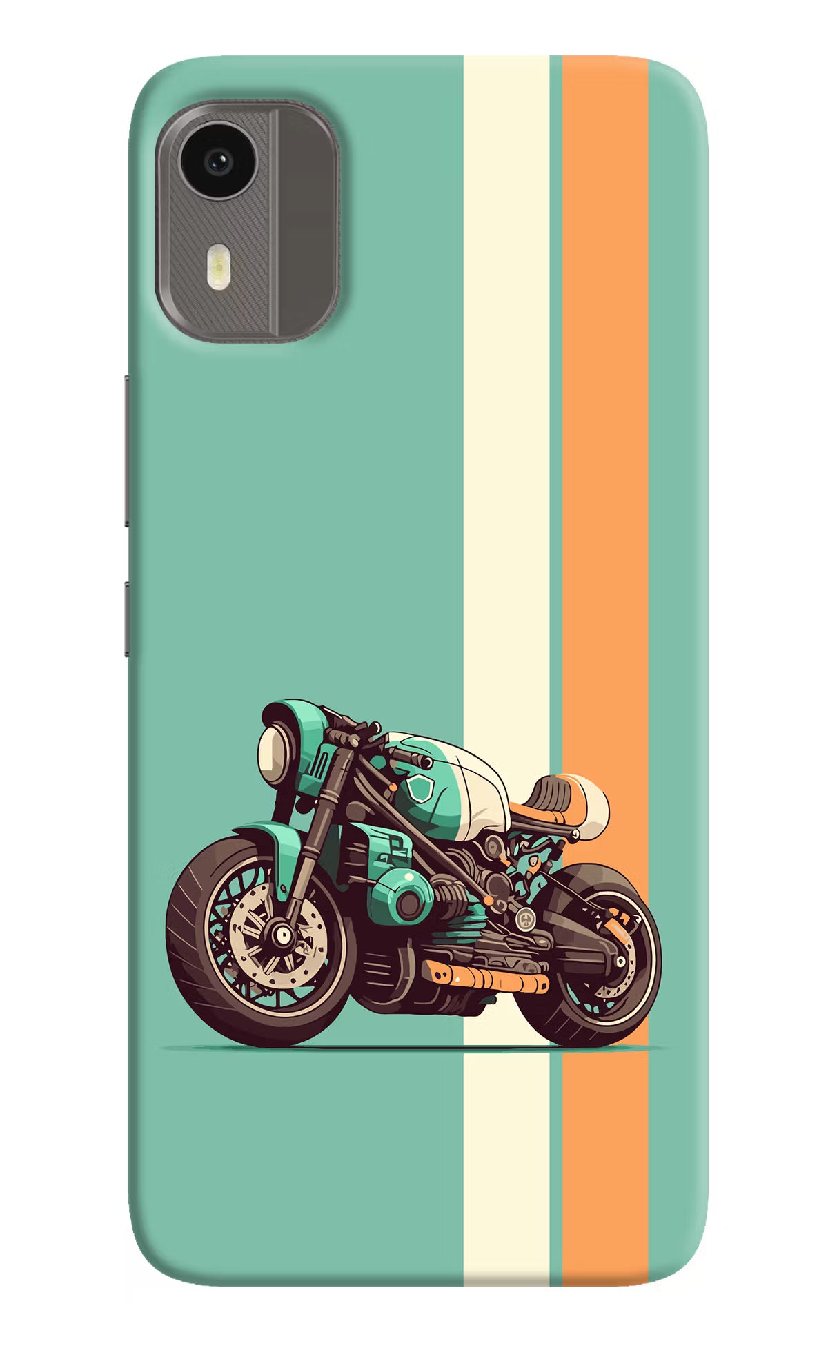 Striped Moto Drift Nokia C12/C12 Pro Back Cover - Striped Moto Drift Nokia C12/C12 Pro Hard Case Back Cover by Casekaro Striped Moto Drift Nokia C12/C12 Pro Hard Case Back Cover by Casekaro