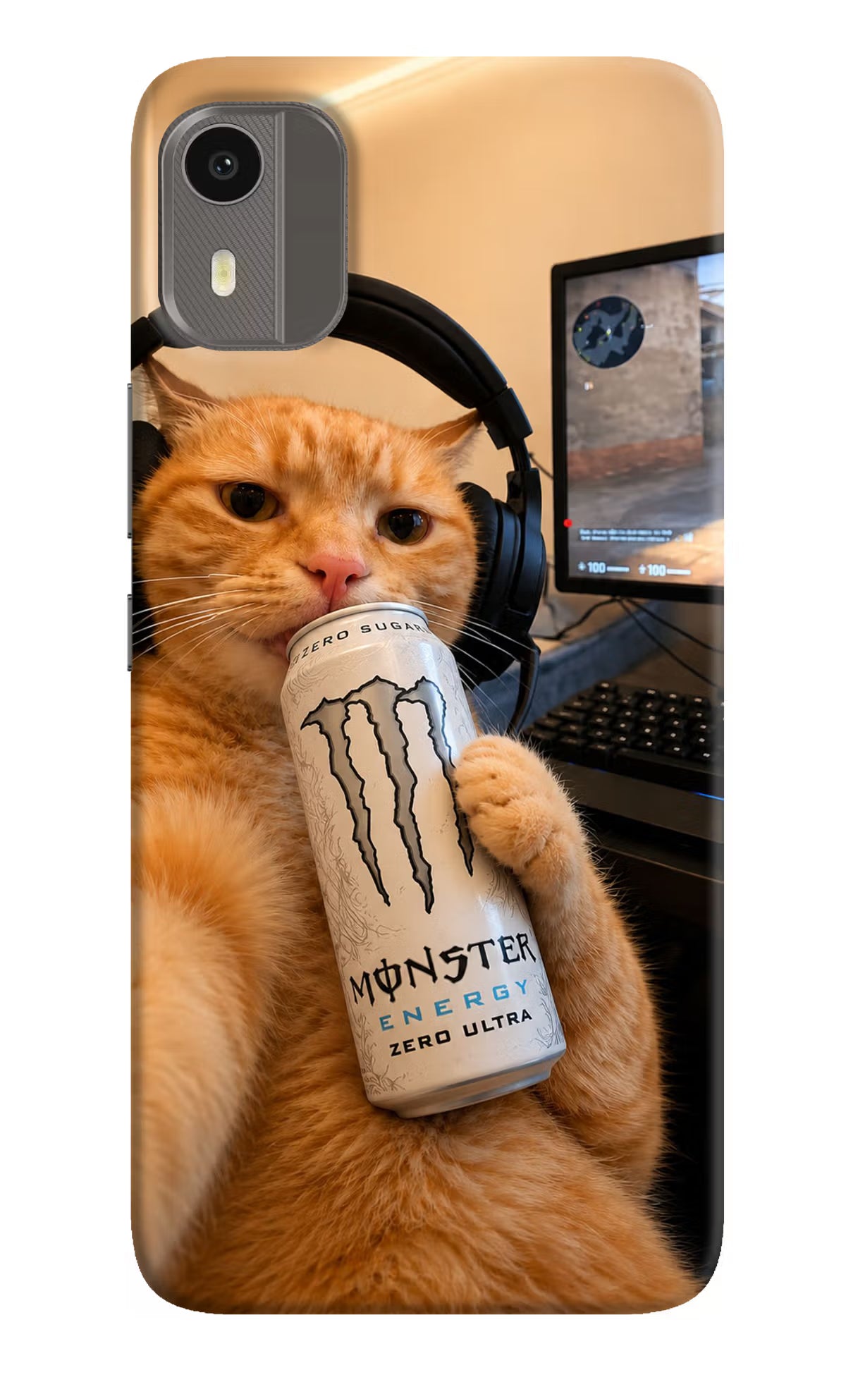 Gamer Cat Energy Nokia C12/C12 Pro Back Cover - Gamer Cat Energy Nokia C12/C12 Pro Back Cover Gamer Cat Energy Nokia C12/C12 Pro Back Cover
