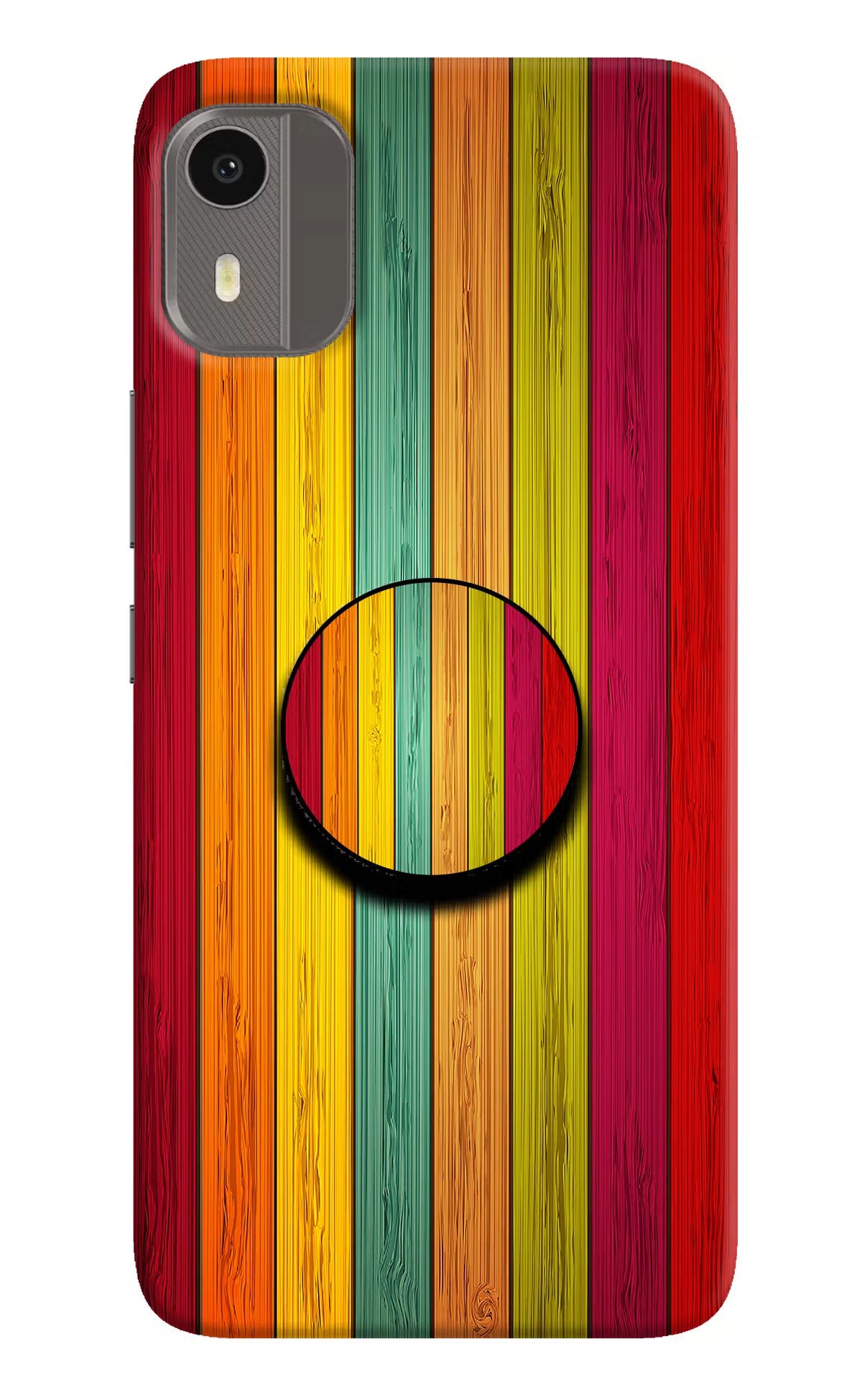 Multicolor Wooden Nokia C12/C12 Pro Pop Case - Multicolor Wooden Nokia C12/C12 Pro Pop Case by Casekaro Multicolor Wooden Nokia C12/C12 Pro Pop Case by Casekaro