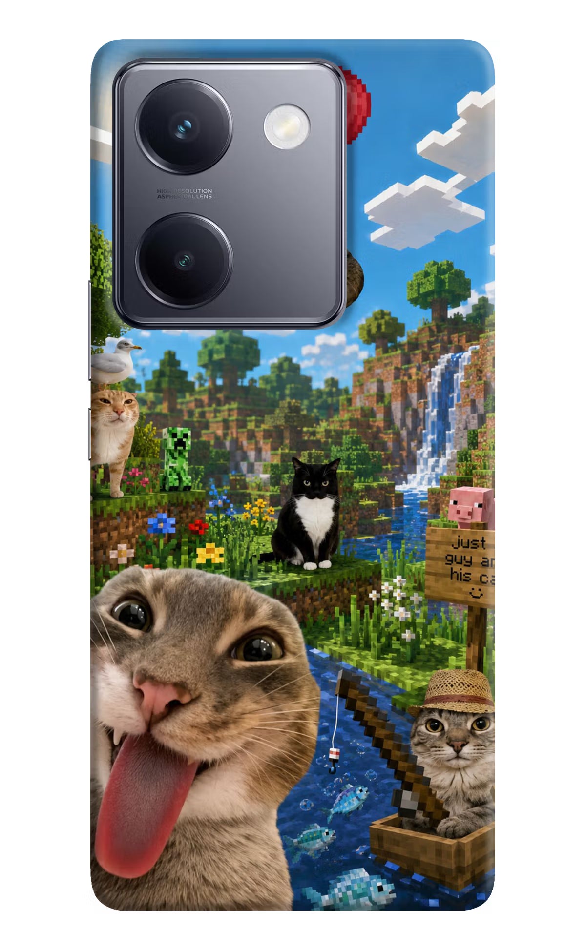 Minecraft Cat Chaos Vivo Y200 Pro Back Cover - Minecraft Cat Chaos Vivo Y200 Pro Back Cover Minecraft Cat Chaos Vivo Y200 Pro Back Cover