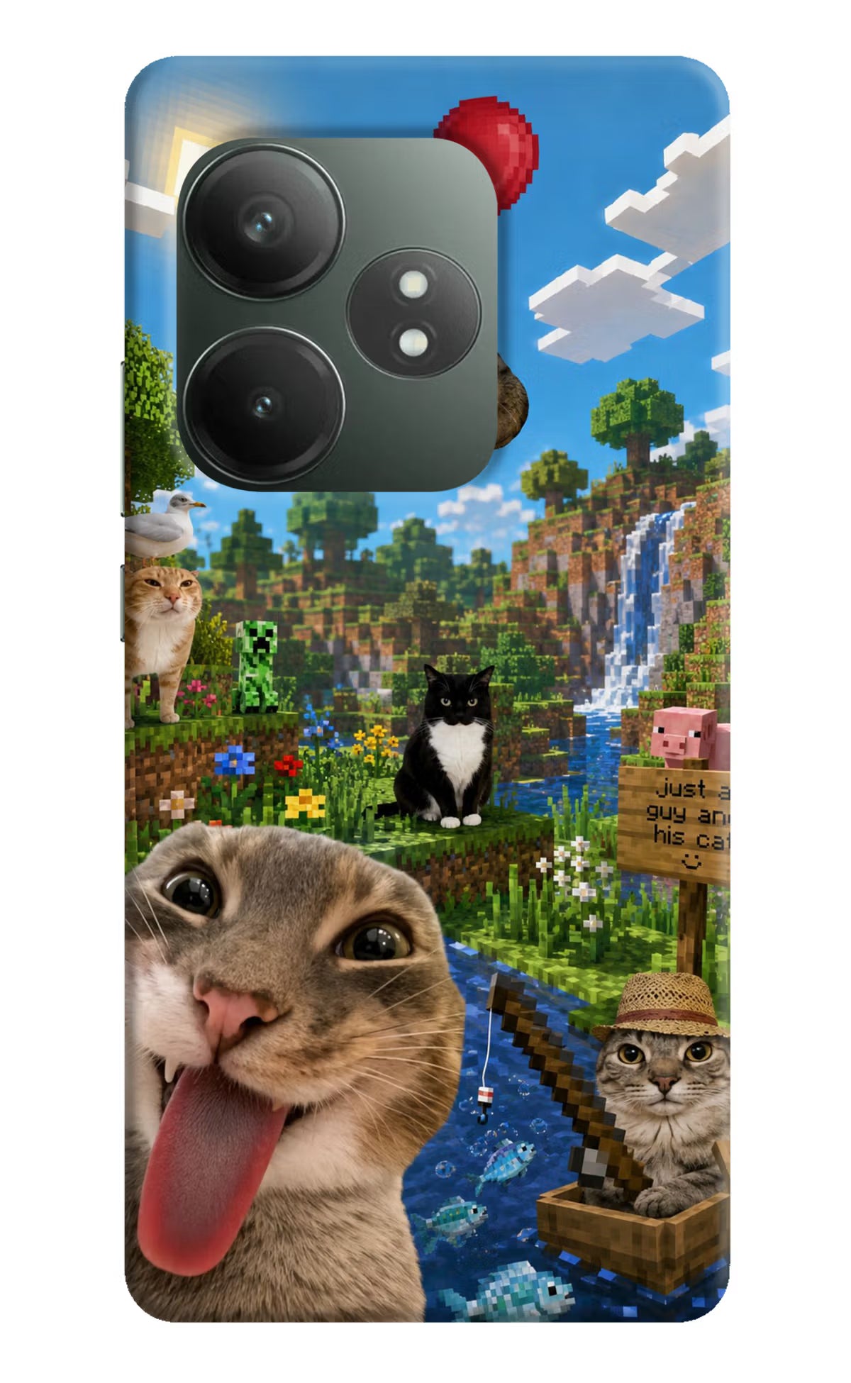 Minecraft Cat Chaos Realme GT 6T 5G Back Cover - Minecraft Cat Chaos Realme GT 6T 5G Back Cover Minecraft Cat Chaos Realme GT 6T 5G Back Cover