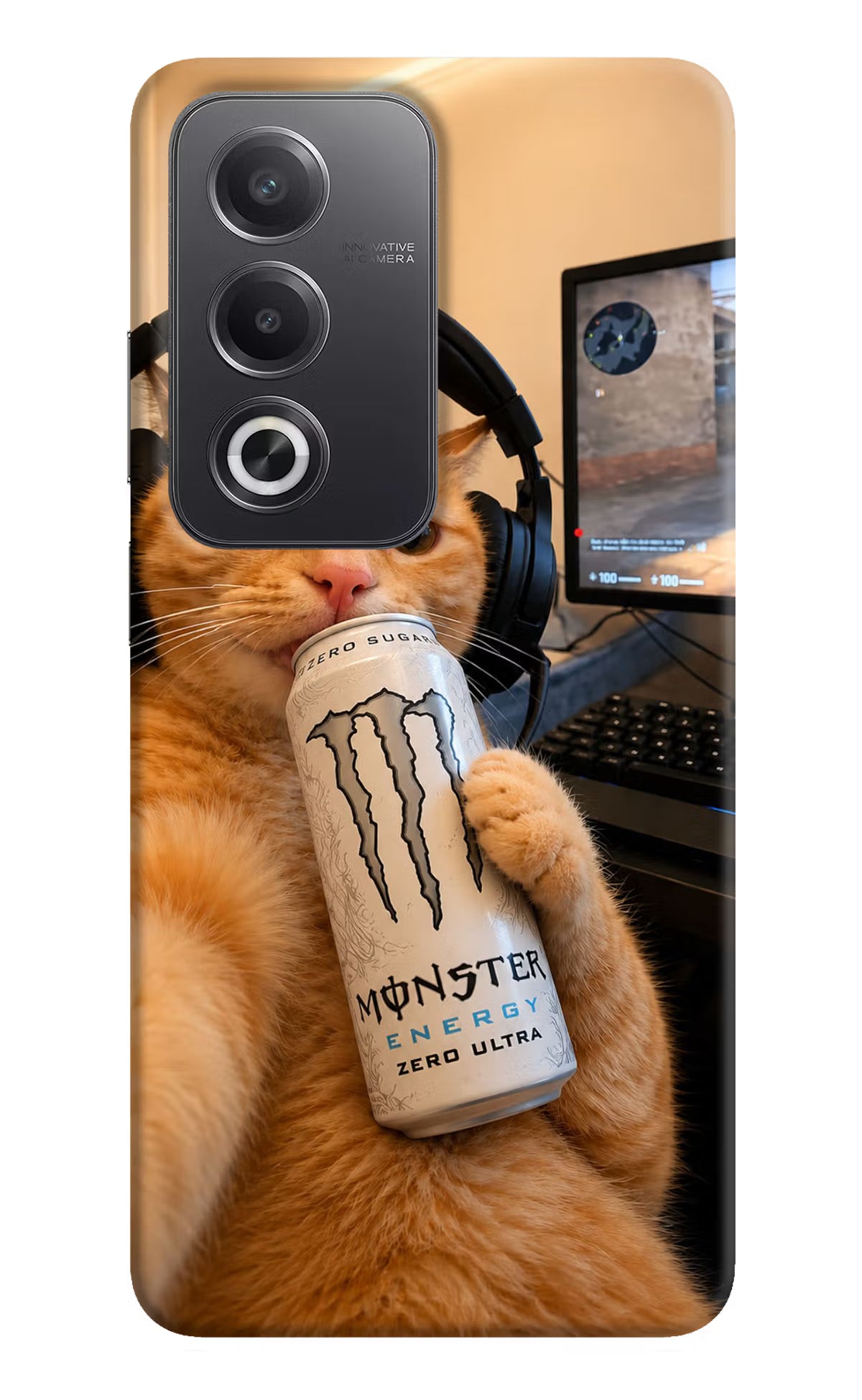 Gamer Cat Energy Oppo A3 Pro 5G Back Cover - Gamer Cat Energy Oppo A3 Pro 5G Back Cover Gamer Cat Energy Oppo A3 Pro 5G Back Cover