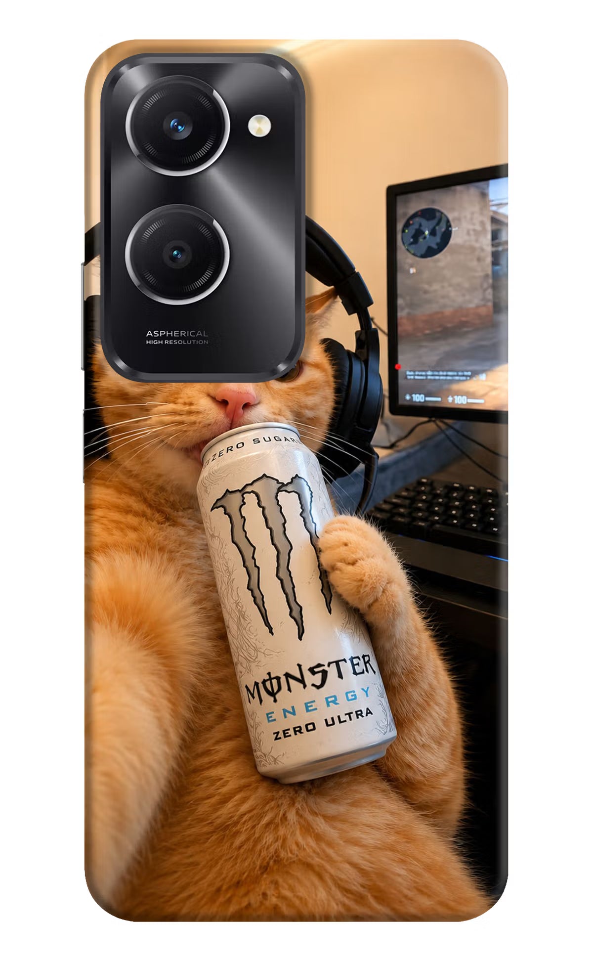 Gamer Cat Energy Vivo T3 Lite 5G Back Cover - Gamer Cat Energy Vivo T3 Lite 5G Back Cover Gamer Cat Energy Vivo T3 Lite 5G Back Cover