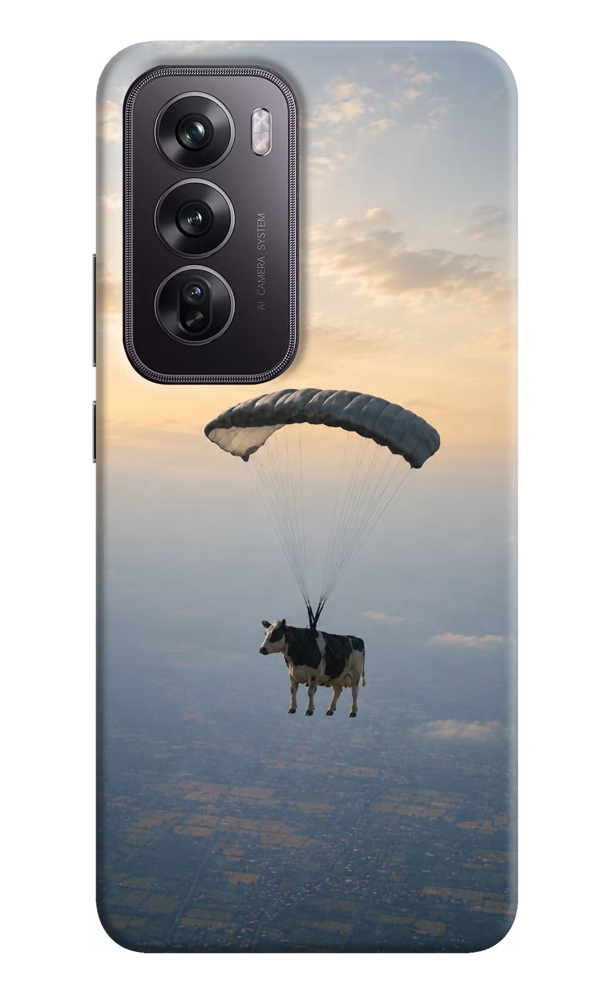 Skydiving Cow Oppo Reno12 Pro 5G Back Cover - Skydiving Cow Oppo Reno12 Pro 5G Back Cover Skydiving Cow Oppo Reno12 Pro 5G Back Cover