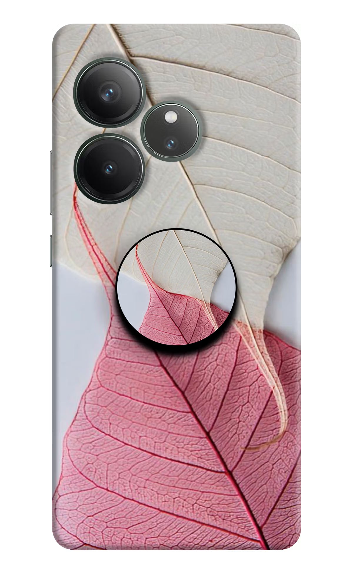 White Pink Leaf Realme GT 6 Pop Case - White Pink Leaf Realme GT 6 Pop Case White Pink Leaf Realme GT 6 Pop Case