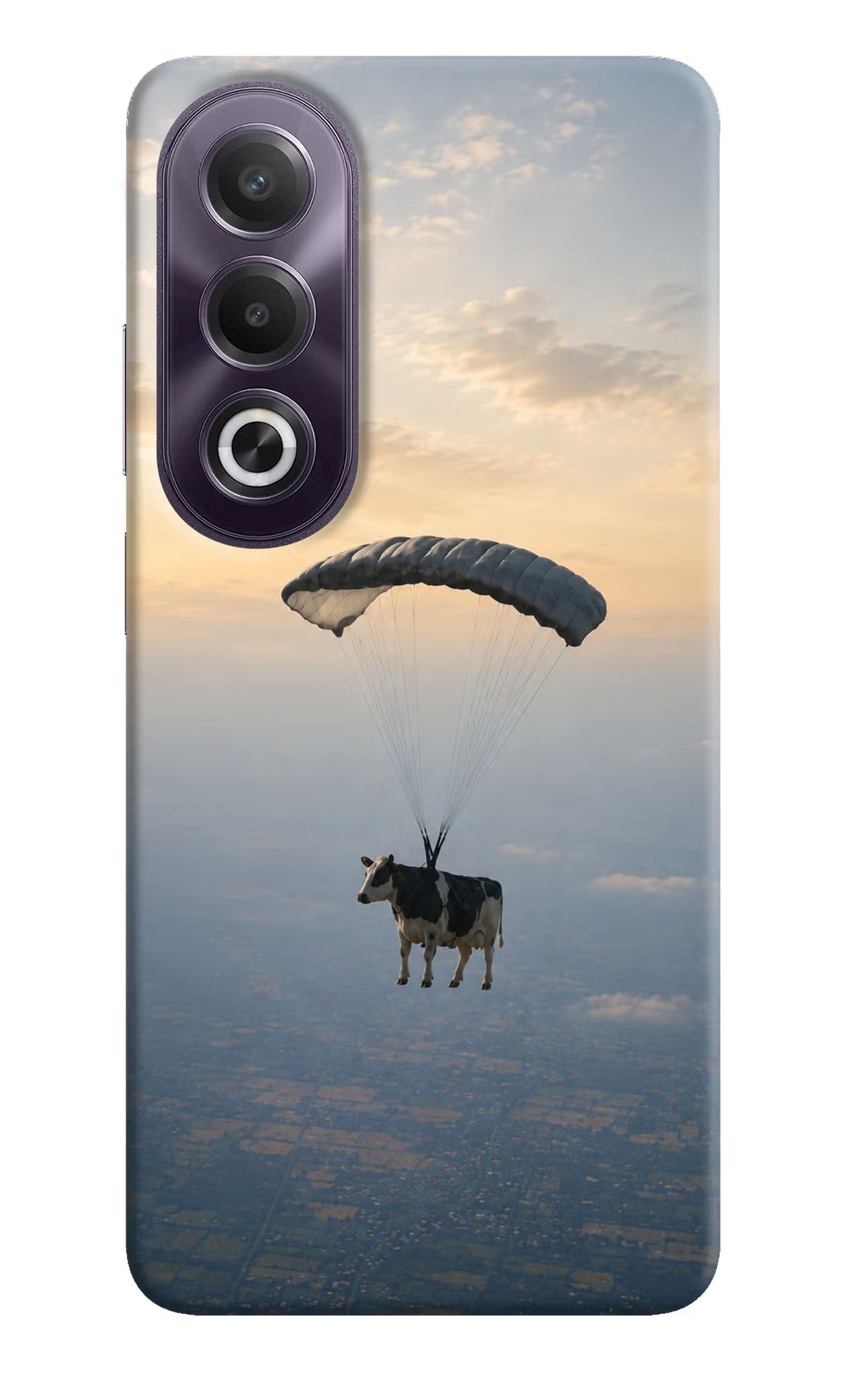 Skydiving Cow OPPO K12x Back Cover - Skydiving Cow OPPO K12x Back Cover Skydiving Cow OPPO K12x Back Cover