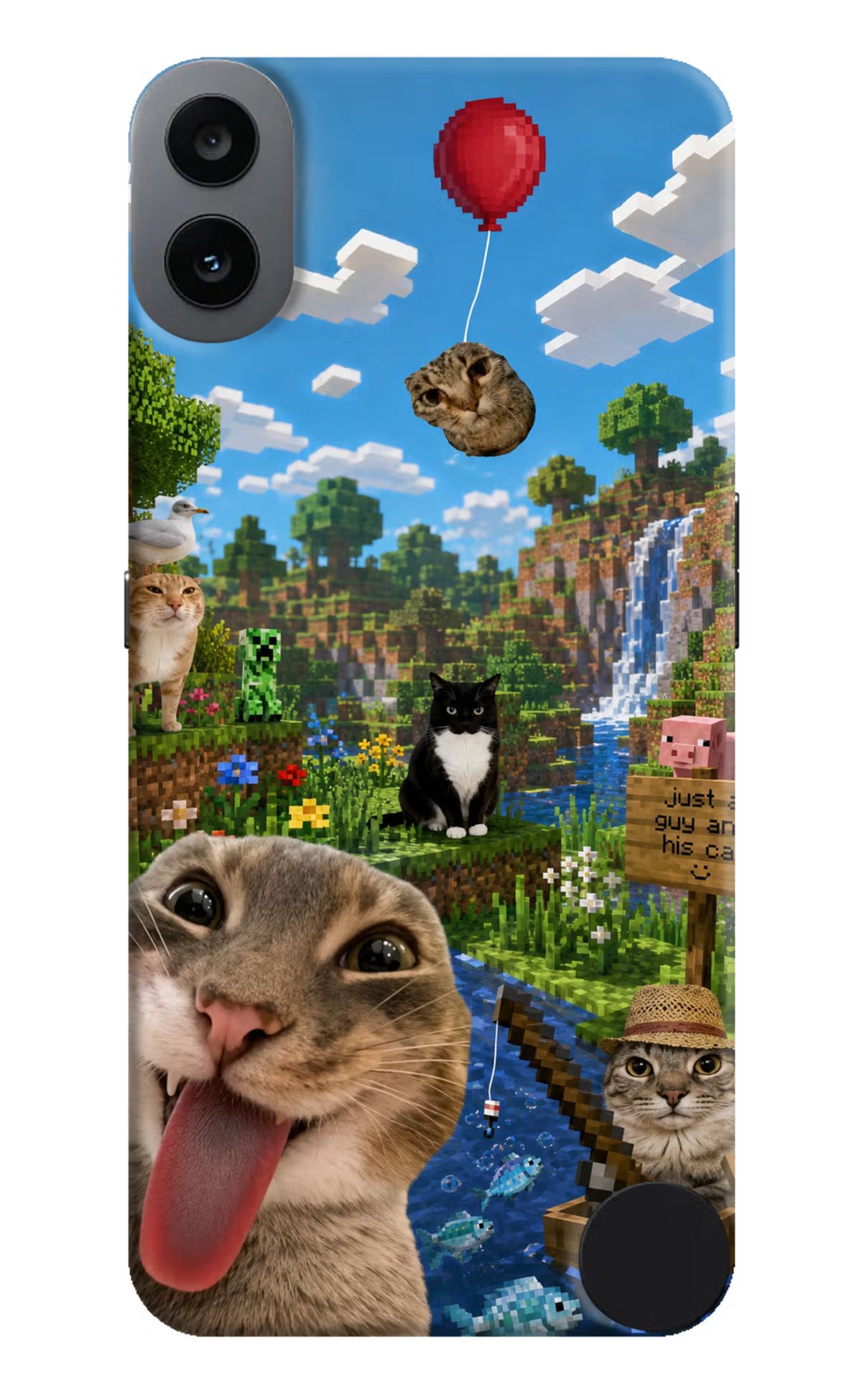Minecraft Cat Chaos CMF by Nothing Phone 1 Back Cover - Minecraft Cat Chaos CMF by Nothing Phone 1 Back Cover Minecraft Cat Chaos CMF by Nothing Phone 1 Back Cover