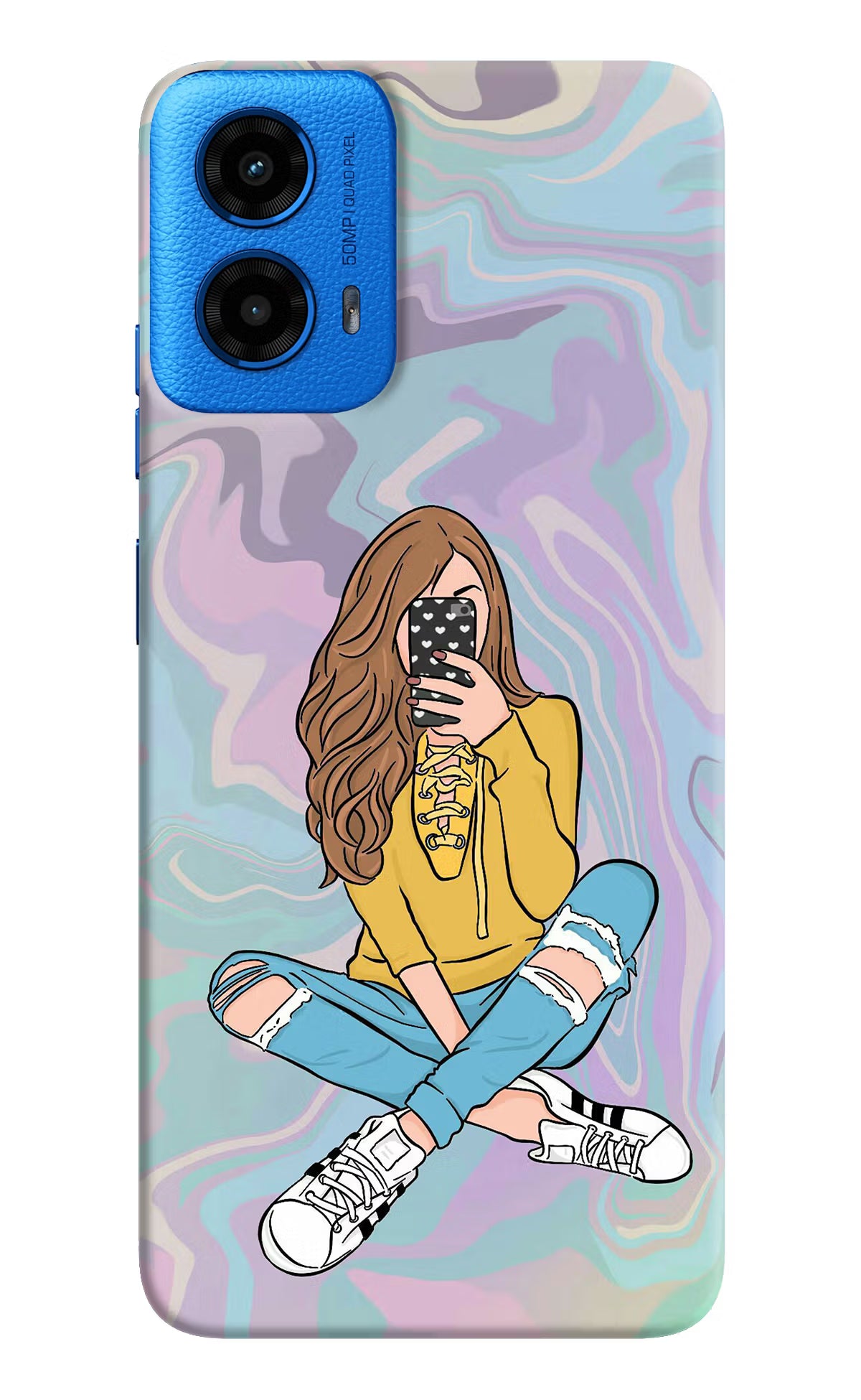 Selfie Girl Moto G45 Back Cover - Selfie Girl Moto G45 Hard Case Back Cover by Casekaro Selfie Girl Moto G45 Hard Case Back Cover by Casekaro