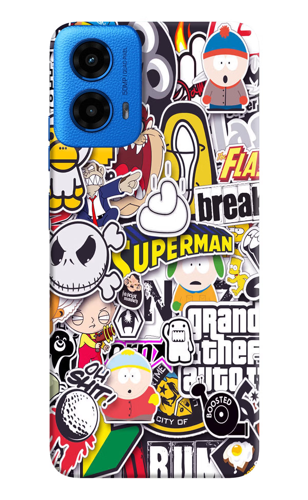Sticker Bomb Moto G45 Back Cover - Sticker Bomb Moto G45 Hard Case Back Cover by Casekaro Sticker Bomb Moto G45 Hard Case Back Cover by Casekaro
