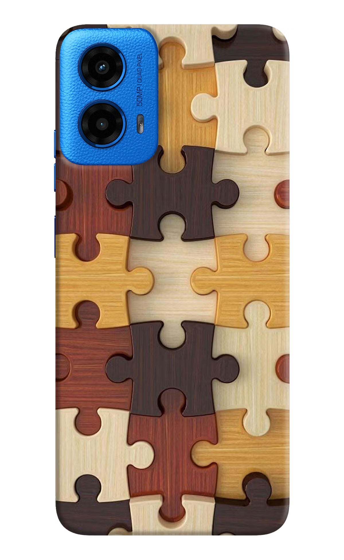 Wooden Puzzle Moto G45 Back Cover - Wooden Puzzle Moto G45 Hard Case Back Cover by Casekaro Wooden Puzzle Moto G45 Hard Case Back Cover by Casekaro