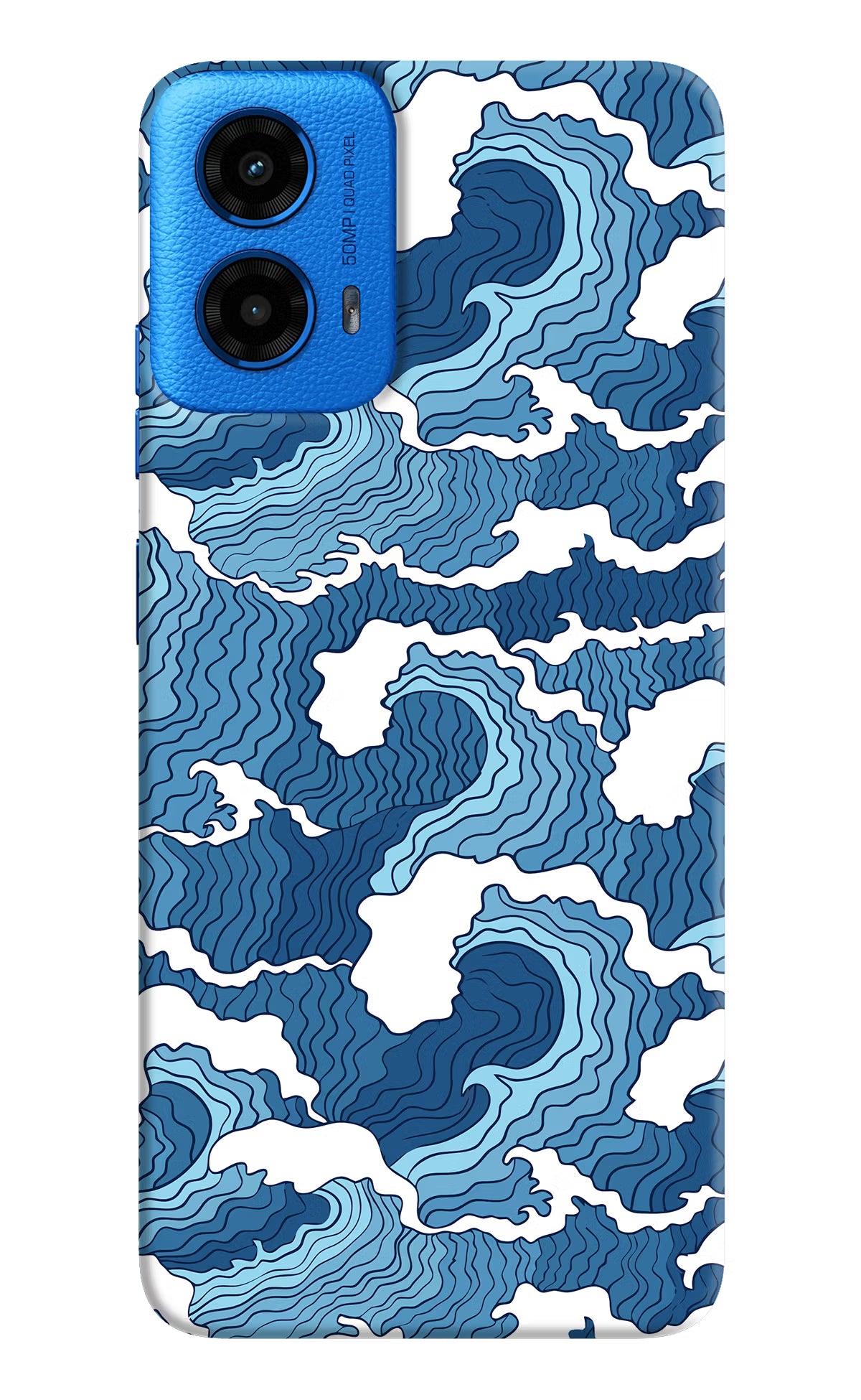 Blue Waves Moto G45 Back Cover - Blue Waves Moto G45 Hard Case Back Cover by Casekaro Blue Waves Moto G45 Hard Case Back Cover by Casekaro