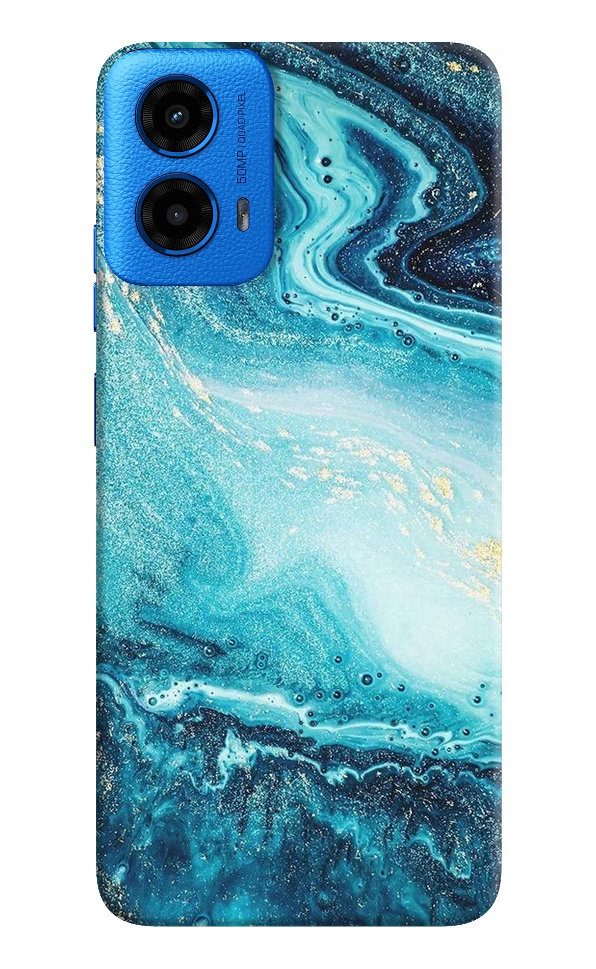 Blue Glitter Marble Moto G45 Hard Case Back Cover by Casekaro