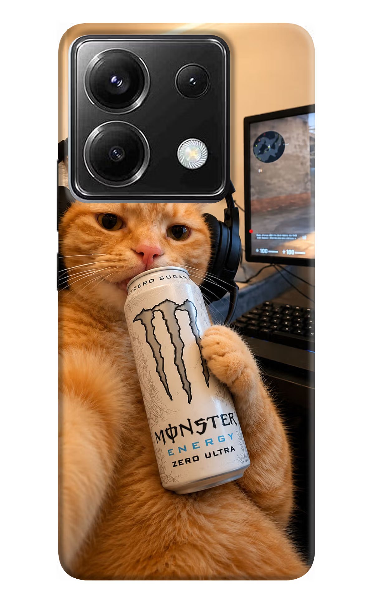 Gamer Cat Energy Poco X6 Back Cover - Gamer Cat Energy Poco X6 Back Cover Gamer Cat Energy Poco X6 Back Cover