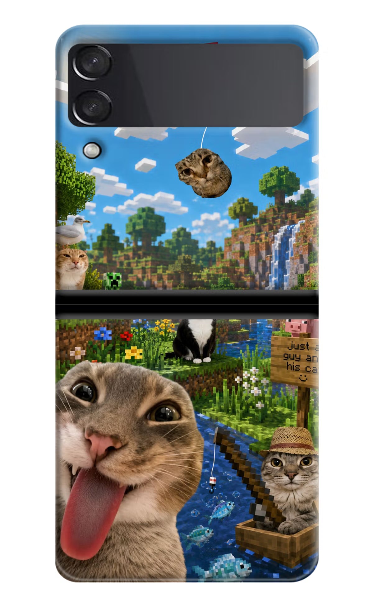 Minecraft Cat Chaos Samsung Galaxy Z Flip3 Back Cover - Minecraft Cat Chaos Samsung Galaxy Z Flip3 Back Cover Minecraft Cat Chaos Samsung Galaxy Z Flip3 Back Cover