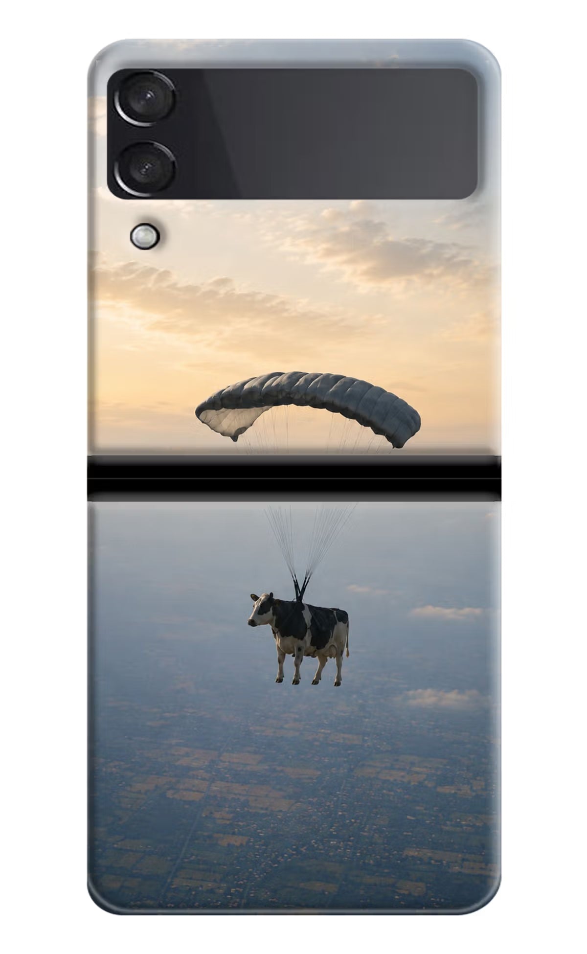 Skydiving Cow Samsung Galaxy Z Flip4 Back Cover - Skydiving Cow Samsung Galaxy Z Flip4 Back Cover Skydiving Cow Samsung Galaxy Z Flip4 Back Cover