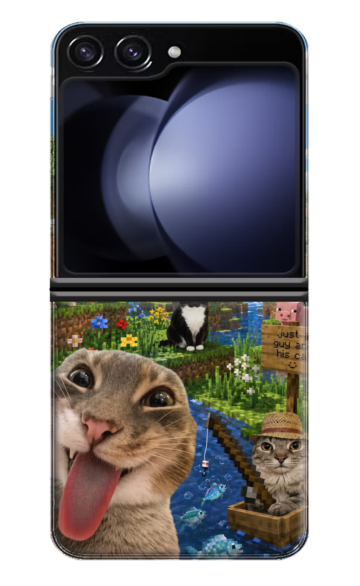Minecraft Cat Chaos Samsung Galaxy Z Flip5 Back Cover - Minecraft Cat Chaos Samsung Galaxy Z Flip5 Back Cover Minecraft Cat Chaos Samsung Galaxy Z Flip5 Back Cover
