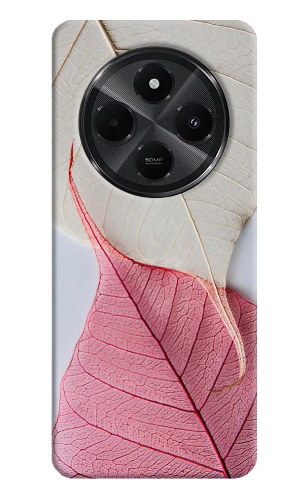 White Pink Leaf Redmi A4 5G Hard Case Back Cover by Casekaro