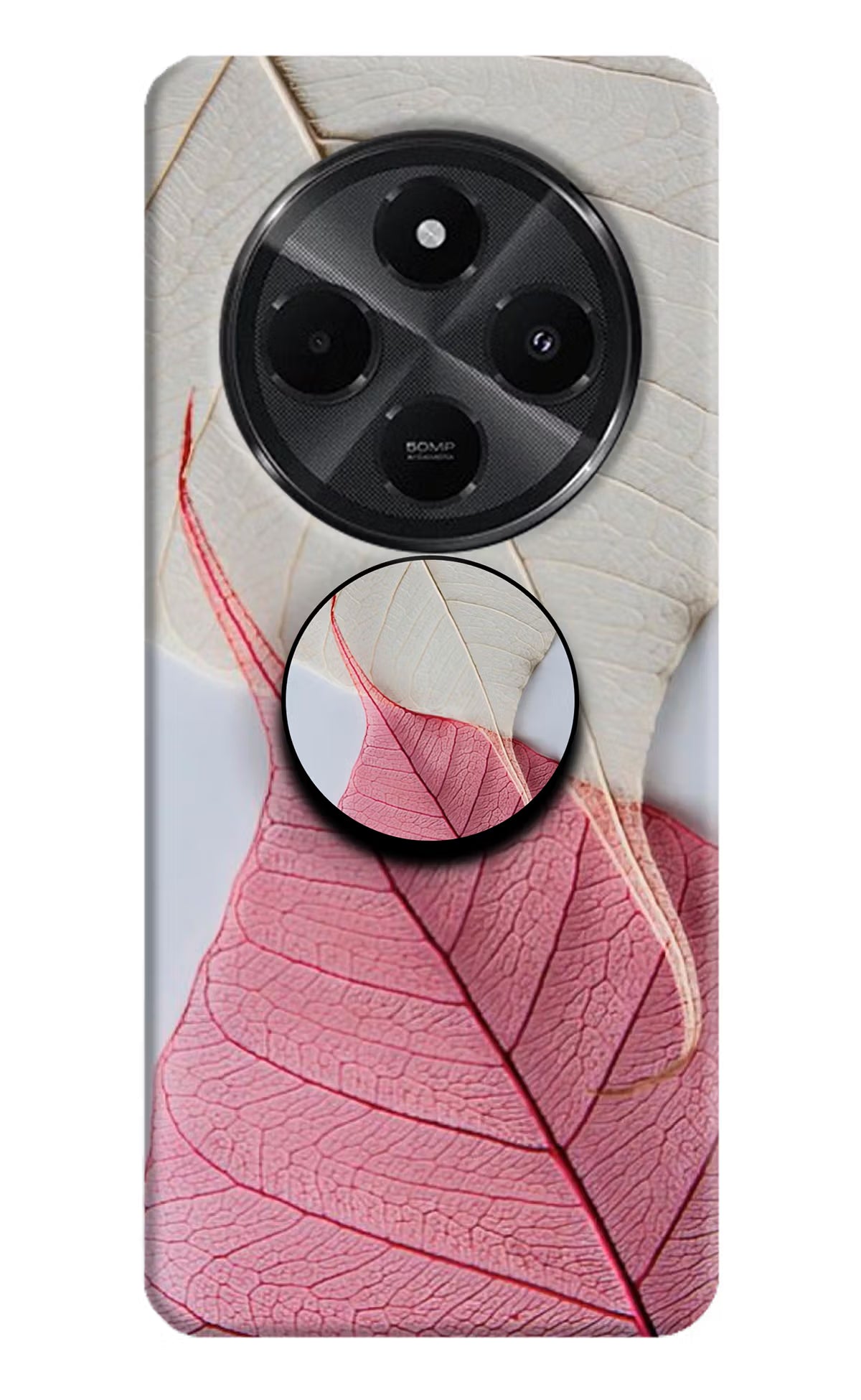 White Pink Leaf Redmi A4 5G Pop Case by Casekaro