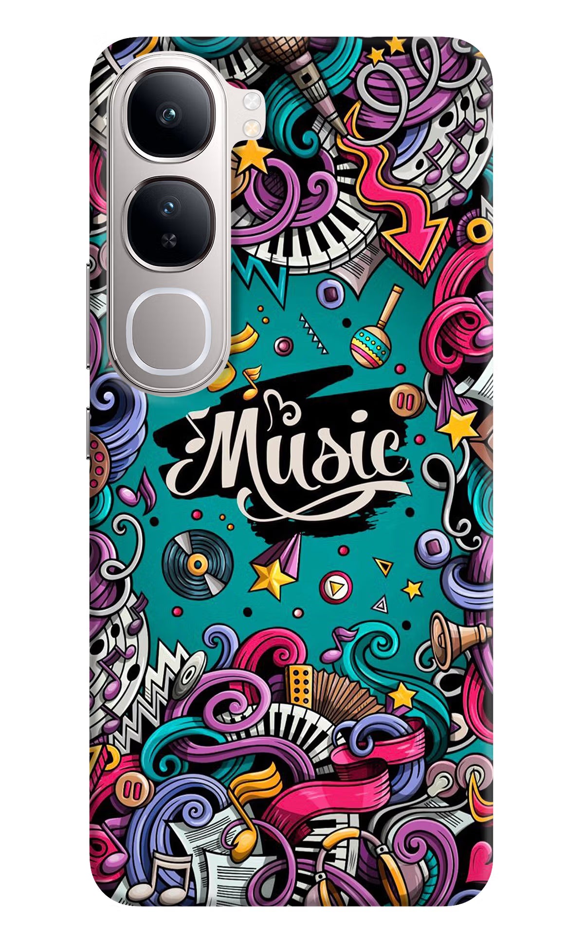 Music Graffiti Vivo Y300 5G Back Cover - Music Graffiti Vivo Y300 5G Back Cover Music Graffiti Vivo Y300 5G Back Cover