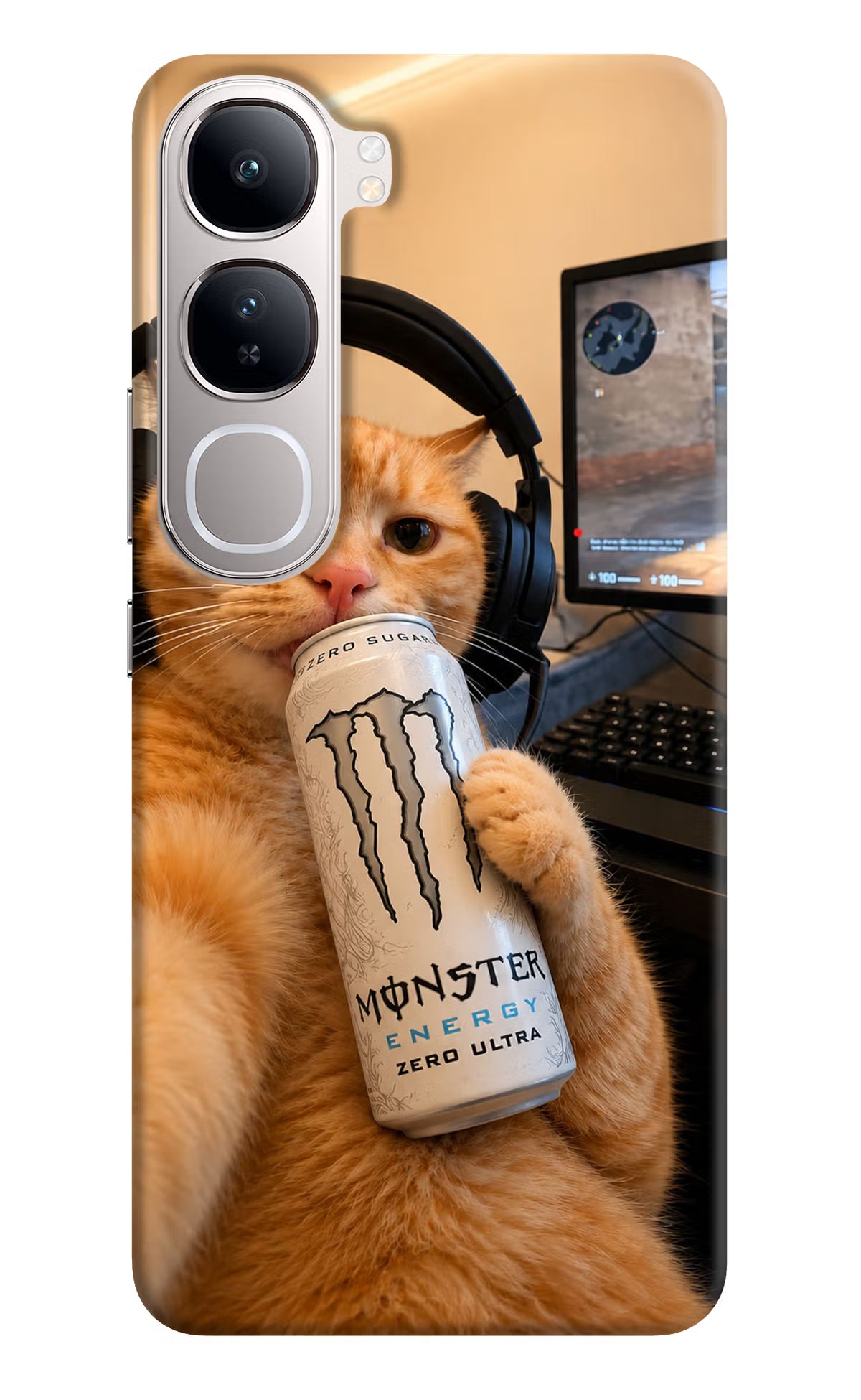 Gamer Cat Energy Vivo Y300 5G Back Cover - Gamer Cat Energy Vivo Y300 5G Back Cover Gamer Cat Energy Vivo Y300 5G Back Cover