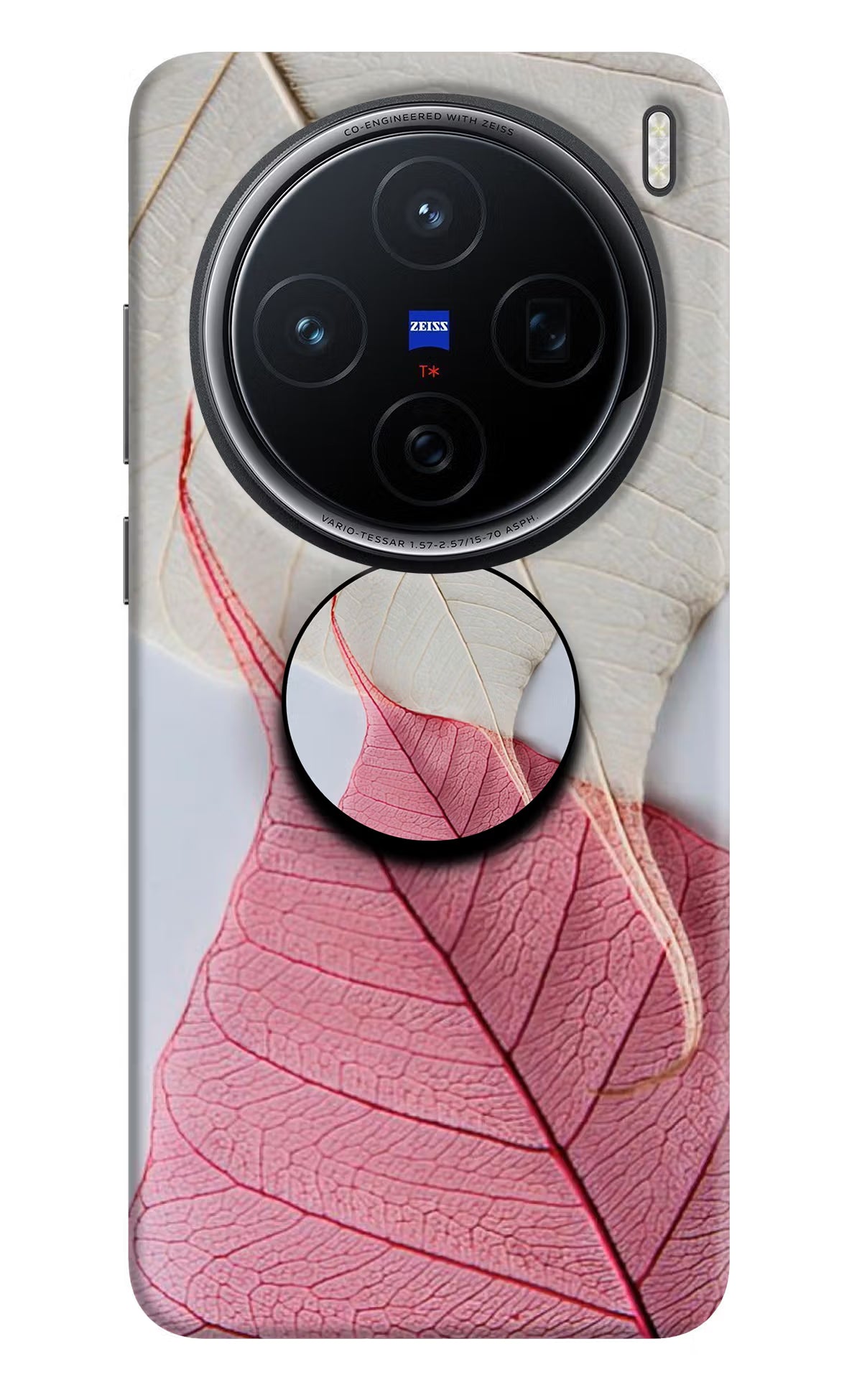 White Pink Leaf Vivo X200 5G Pop Case - White Pink Leaf Vivo X200 5G Pop Case by Casekaro White Pink Leaf Vivo X200 5G Pop Case by Casekaro