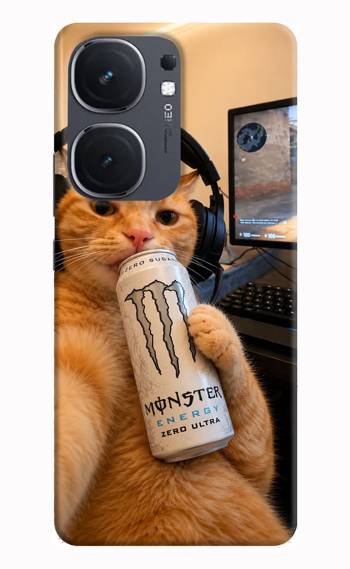 Gamer Cat Energy IQOO Neo9 Pro Back Cover - Gamer Cat Energy IQOO Neo9 Pro Back Cover Gamer Cat Energy IQOO Neo9 Pro Back Cover