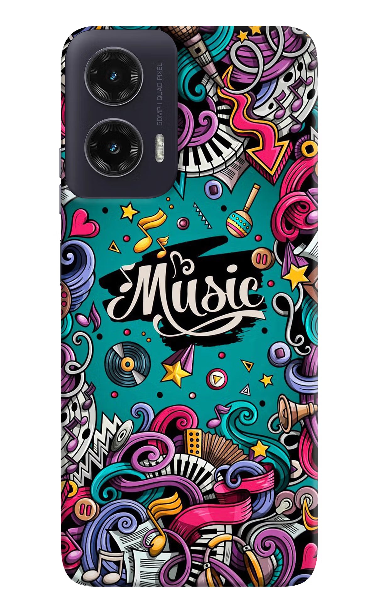 Music Graffiti Moto G35 5G Back Cover - Music Graffiti Moto G35 5G Hard Case Back Cover by Casekaro Music Graffiti Moto G35 5G Hard Case Back Cover by Casekaro