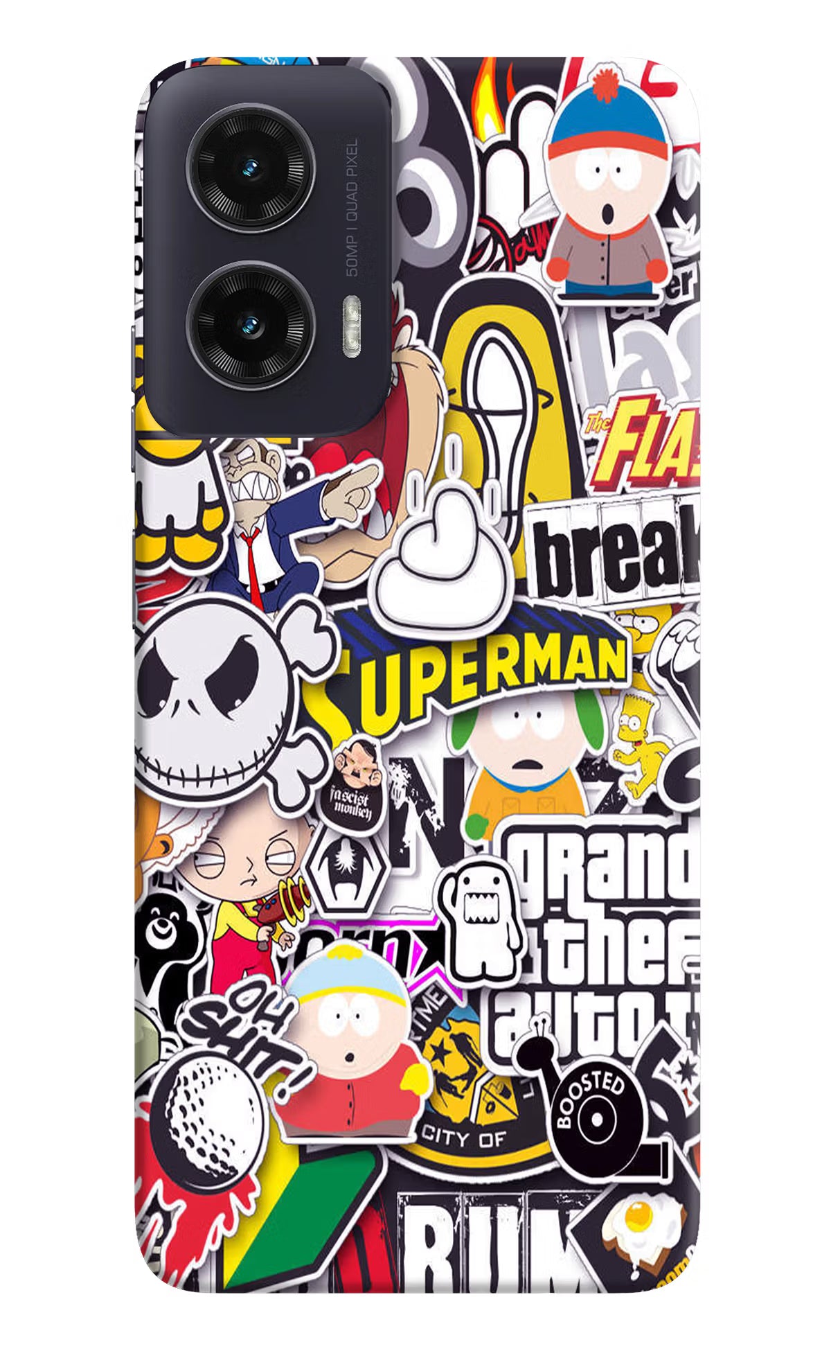 Sticker Bomb Moto G35 5G Back Cover - Sticker Bomb Moto G35 5G Hard Case Back Cover by Casekaro Sticker Bomb Moto G35 5G Hard Case Back Cover by Casekaro