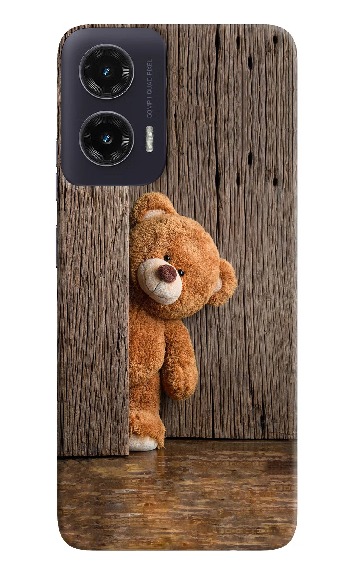 Teddy Wooden Moto G35 5G Back Cover - Teddy Wooden Moto G35 5G Hard Case Back Cover by Casekaro Teddy Wooden Moto G35 5G Hard Case Back Cover by Casekaro