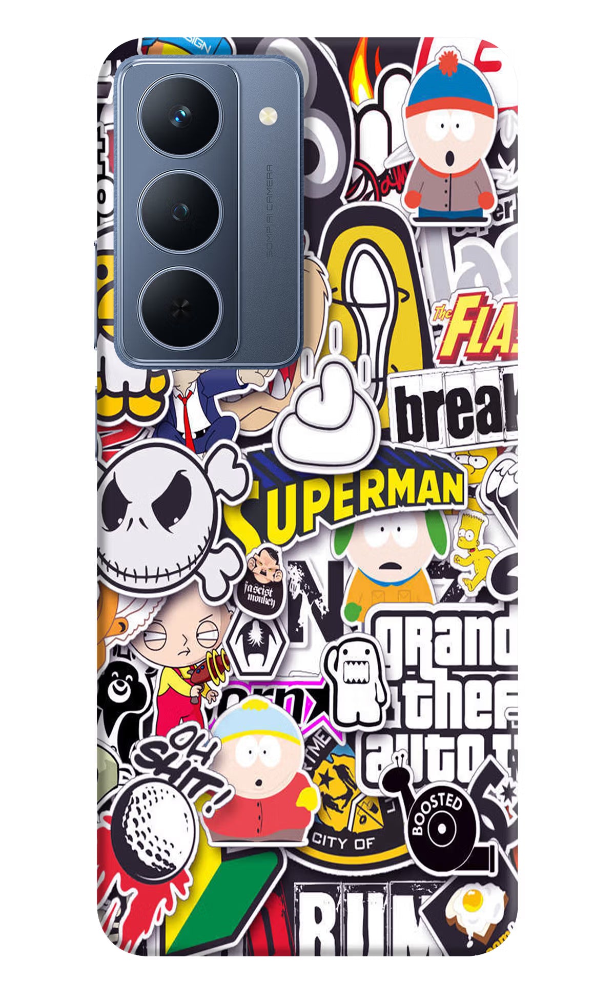 Sticker Bomb Realme P3x 5G Back Cover - Sticker Bomb Realme P3x 5G Back Cover Sticker Bomb Realme P3x 5G Back Cover