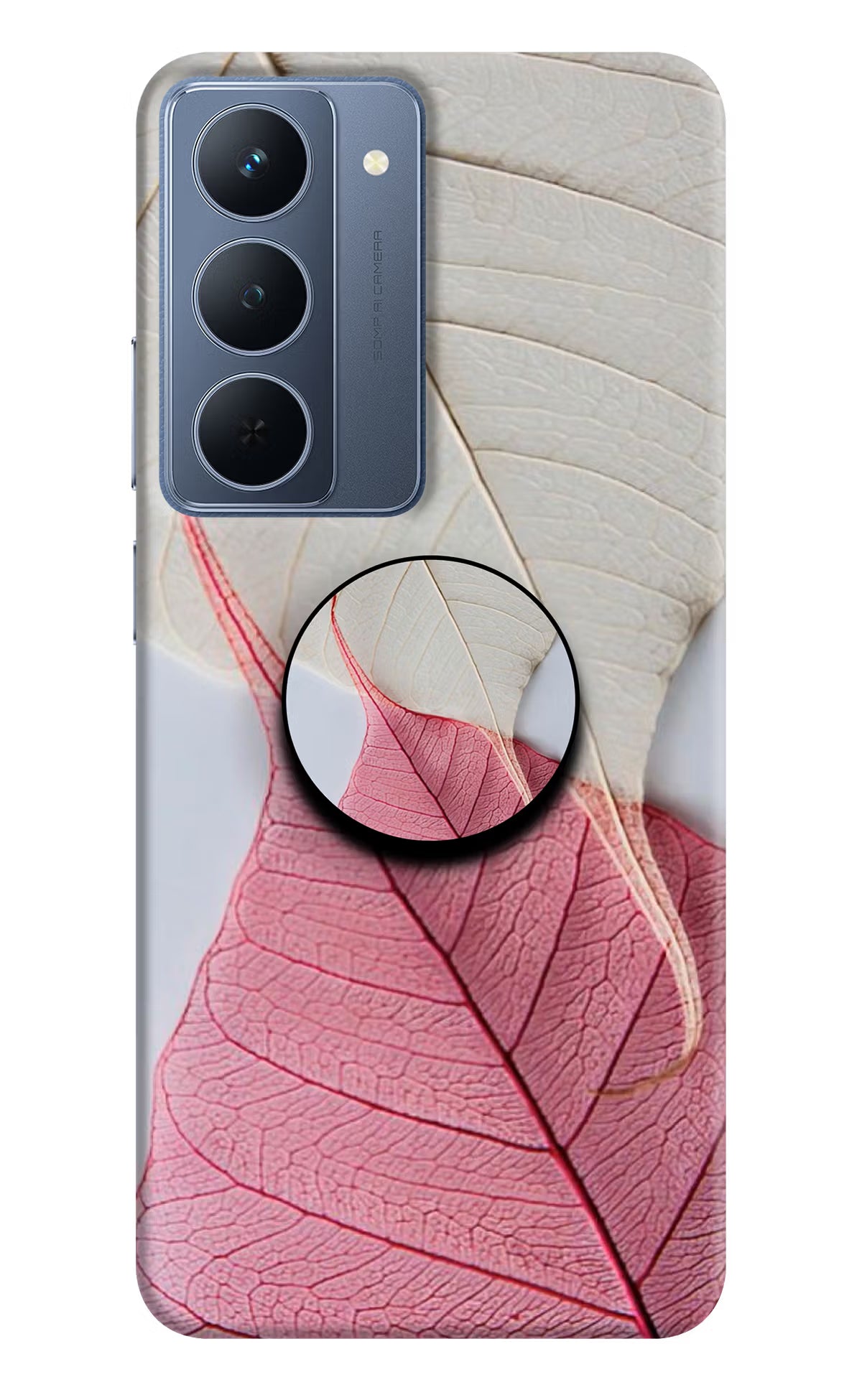 White Pink Leaf Realme P3x 5G Pop Case - White Pink Leaf Realme P3x 5G Pop Case White Pink Leaf Realme P3x 5G Pop Case