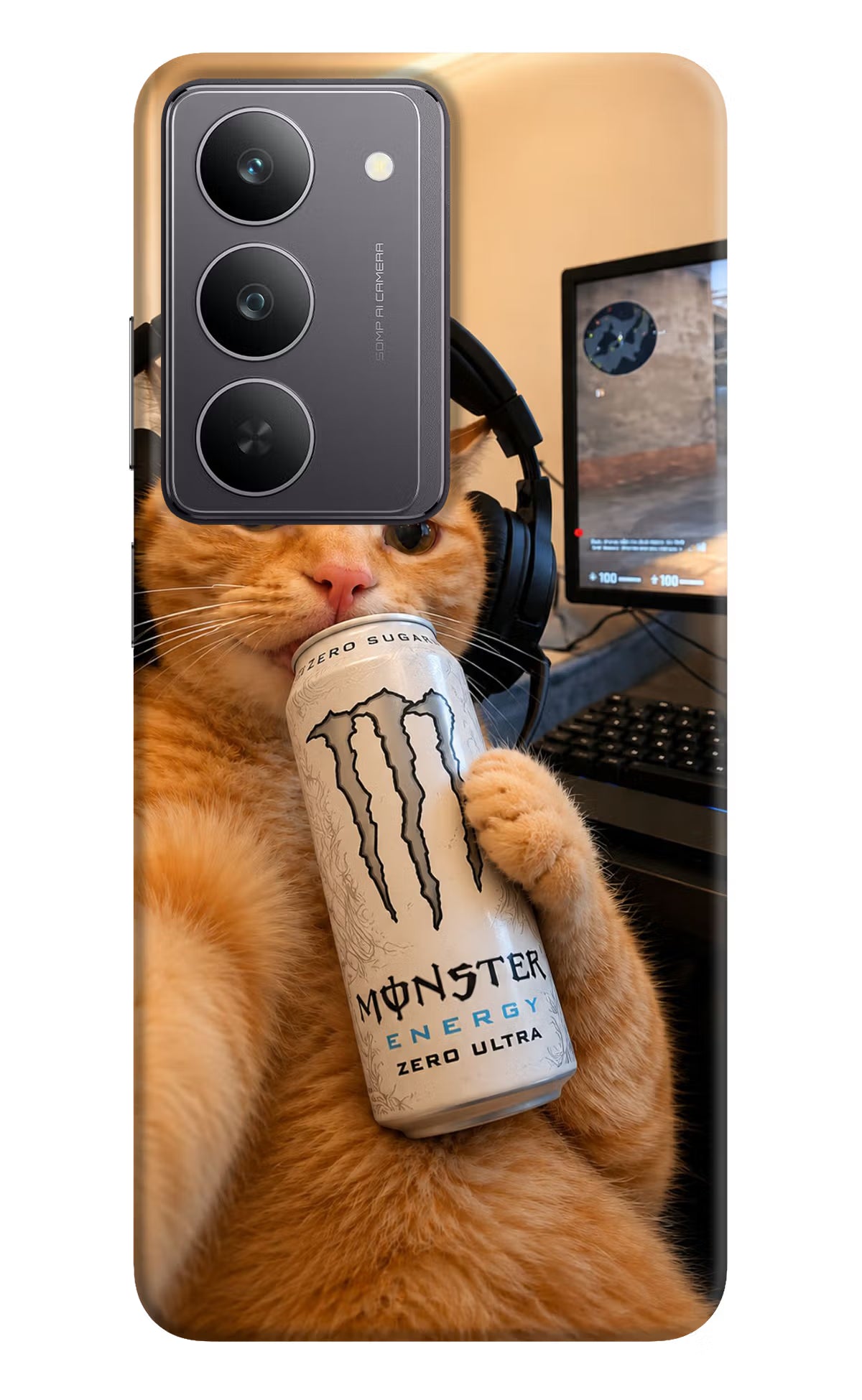 Gamer Cat Energy Realme 14x 5G Back Cover - Gamer Cat Energy Realme 14x 5G Back Cover Gamer Cat Energy Realme 14x 5G Back Cover