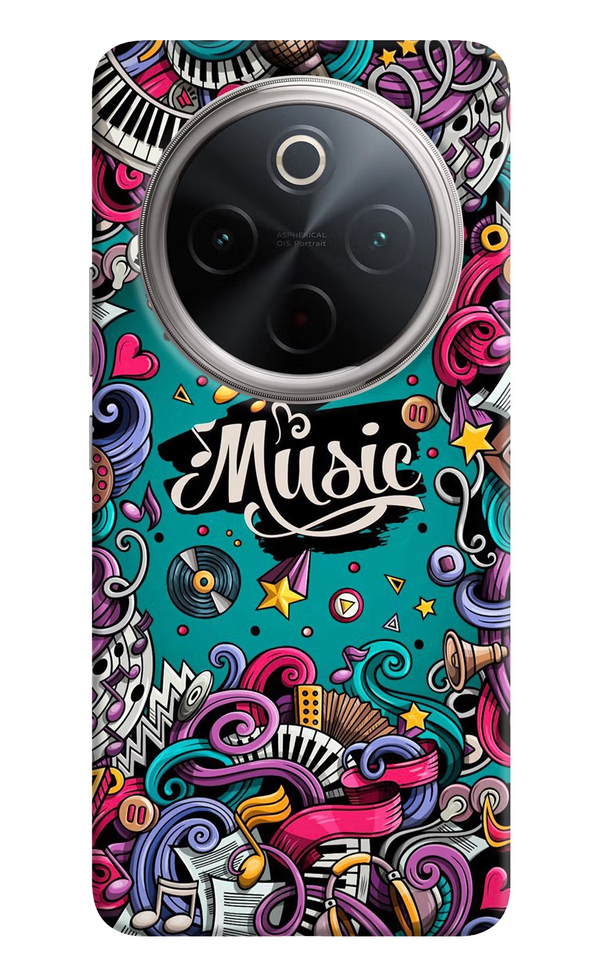 Music Graffiti Vivo T4 5G Back Cover - Music Graffiti Vivo T4 5G Hard Case Back Cover by Casekaro Music Graffiti Vivo T4 5G Hard Case Back Cover by Casekaro