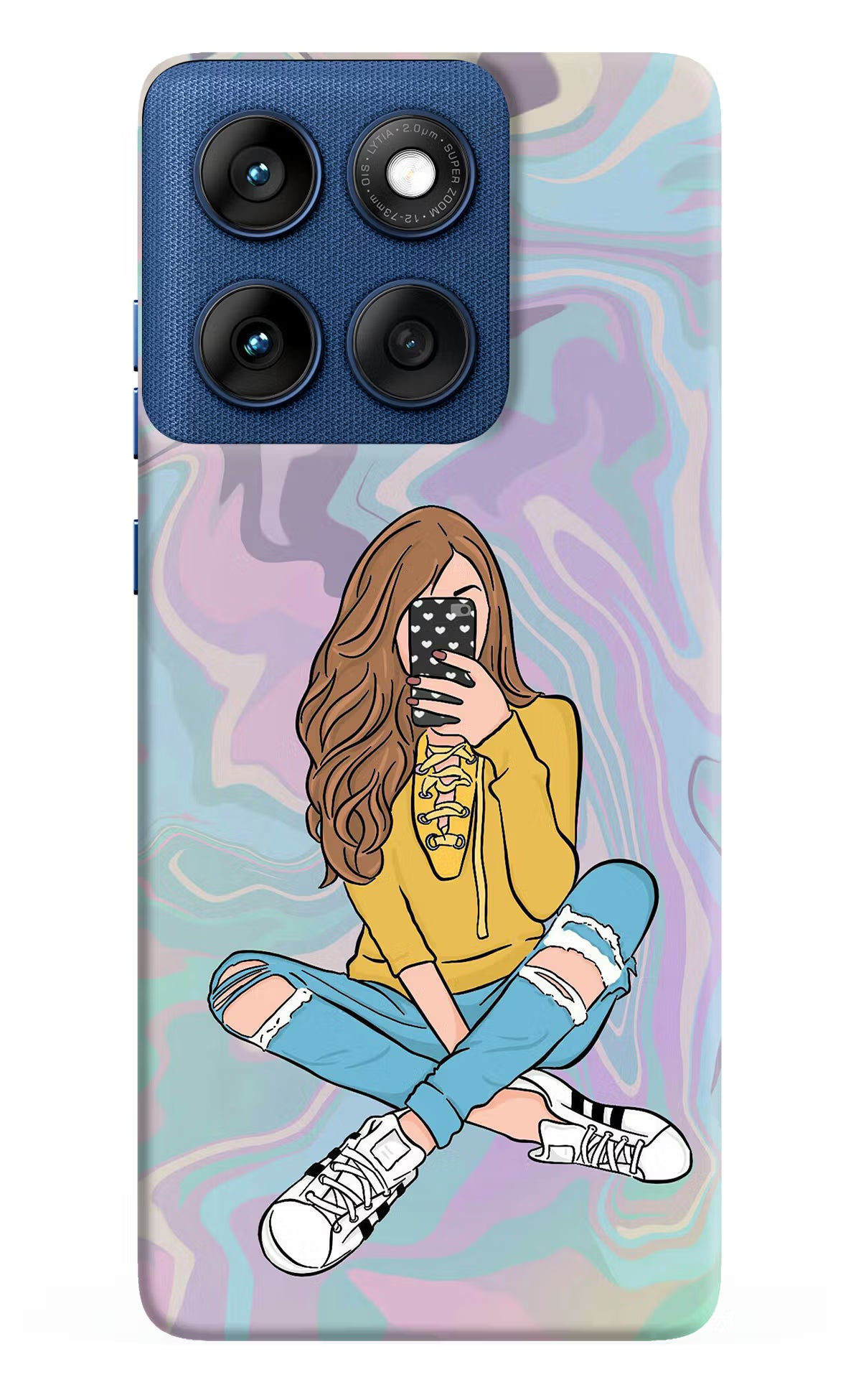 Selfie Girl Moto Edge 60 Back Cover - Selfie Girl Moto Edge 60 Hard Case Back Cover by Casekaro Selfie Girl Moto Edge 60 Hard Case Back Cover by Casekaro