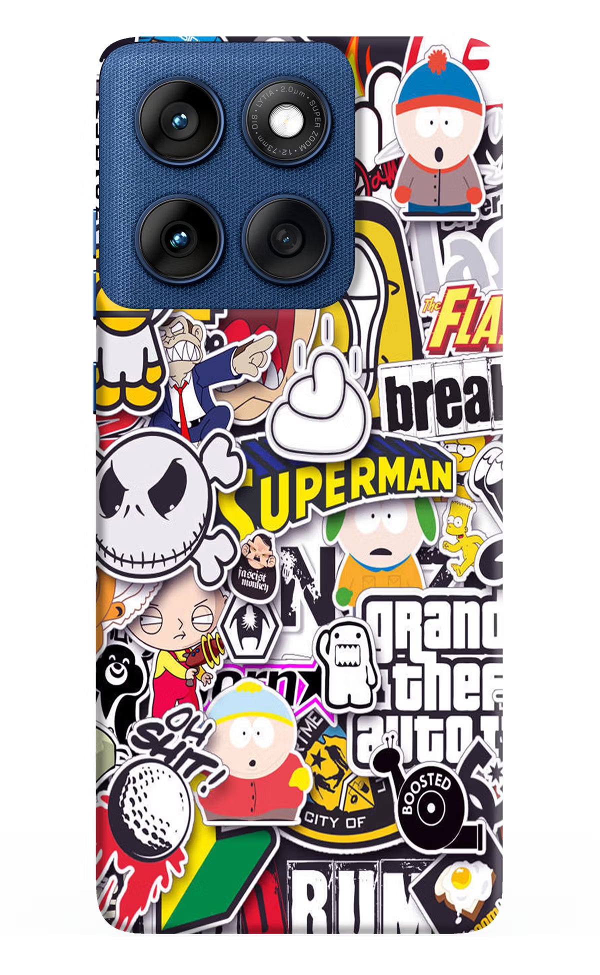 Sticker Bomb Moto Edge 60 Back Cover - Sticker Bomb Moto Edge 60 Hard Case Back Cover by Casekaro Sticker Bomb Moto Edge 60 Hard Case Back Cover by Casekaro