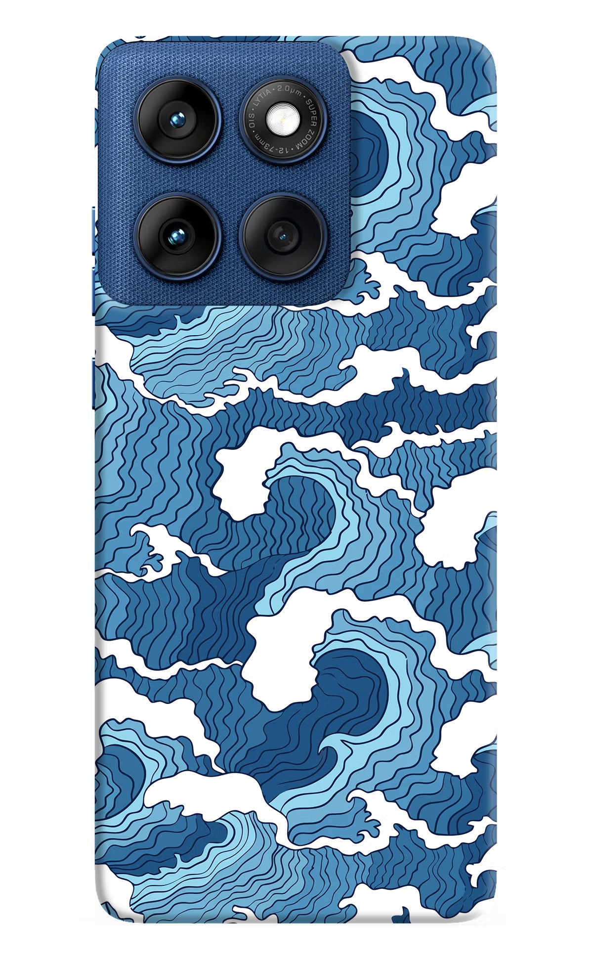 Blue Waves Moto Edge 60 Back Cover - Blue Waves Moto Edge 60 Hard Case Back Cover by Casekaro Blue Waves Moto Edge 60 Hard Case Back Cover by Casekaro