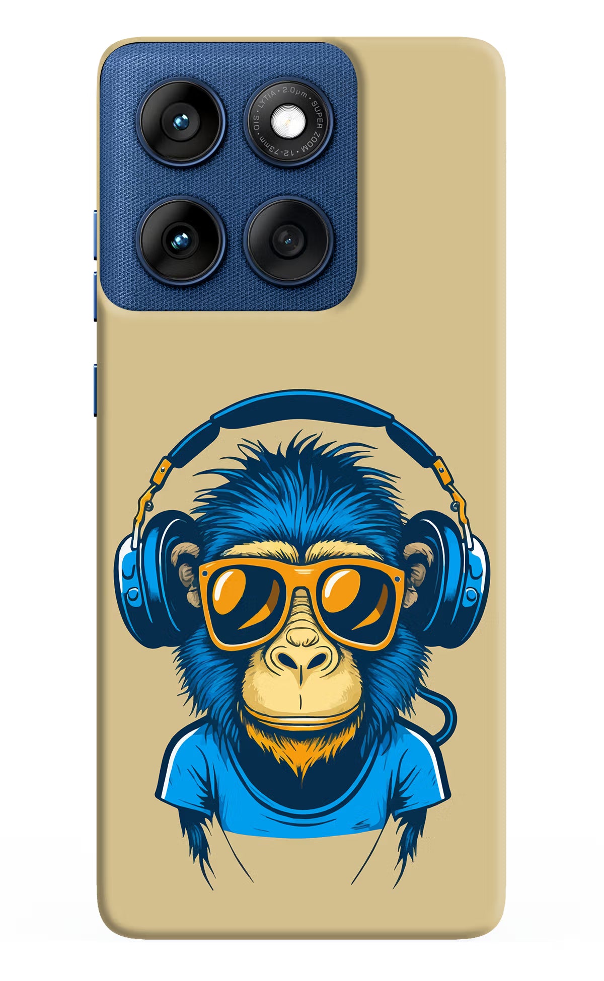 Monkey Headphone Moto Edge 60 Back Cover - Monkey Headphone Moto Edge 60 Hard Case Back Cover by Casekaro Monkey Headphone Moto Edge 60 Hard Case Back Cover by Casekaro
