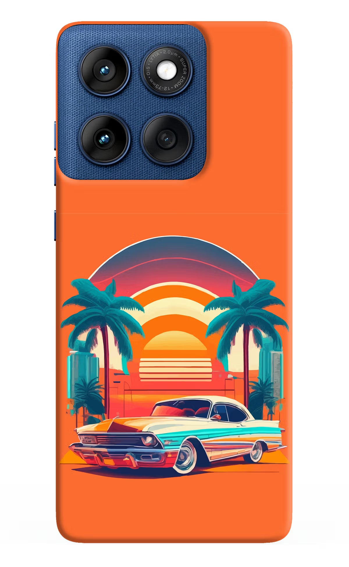 Palm Drive 80s Moto Edge 60 Back Cover - Palm Drive 80s Moto Edge 60 Hard Case Back Cover by Casekaro Palm Drive 80s Moto Edge 60 Hard Case Back Cover by Casekaro