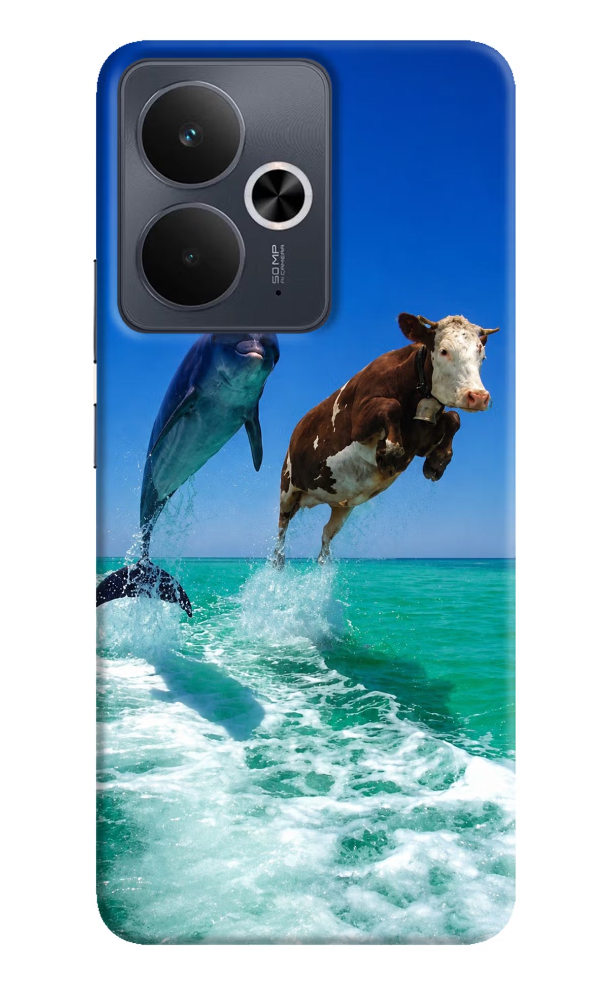 Dolphin vs Cow Realme 14T 5G Back Cover - Dolphin vs Cow Realme 14T 5G Back Cover Dolphin vs Cow Realme 14T 5G Back Cover