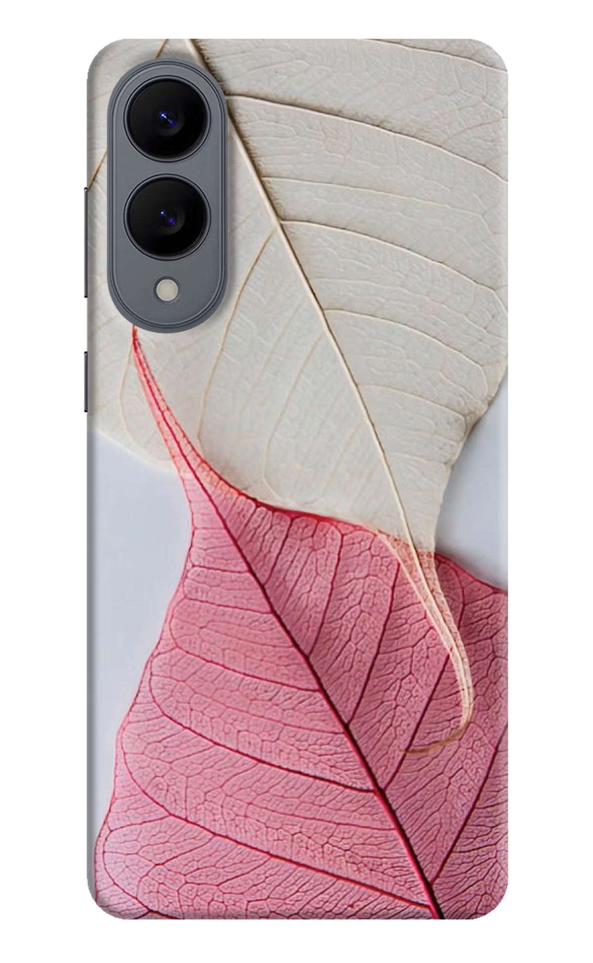 White Pink Leaf Samsung S25 Edge Back Cover - White Pink Leaf Samsung S25 Edge Hard Case Back Cover by Casekaro White Pink Leaf Samsung S25 Edge Hard Case Back Cover by Casekaro