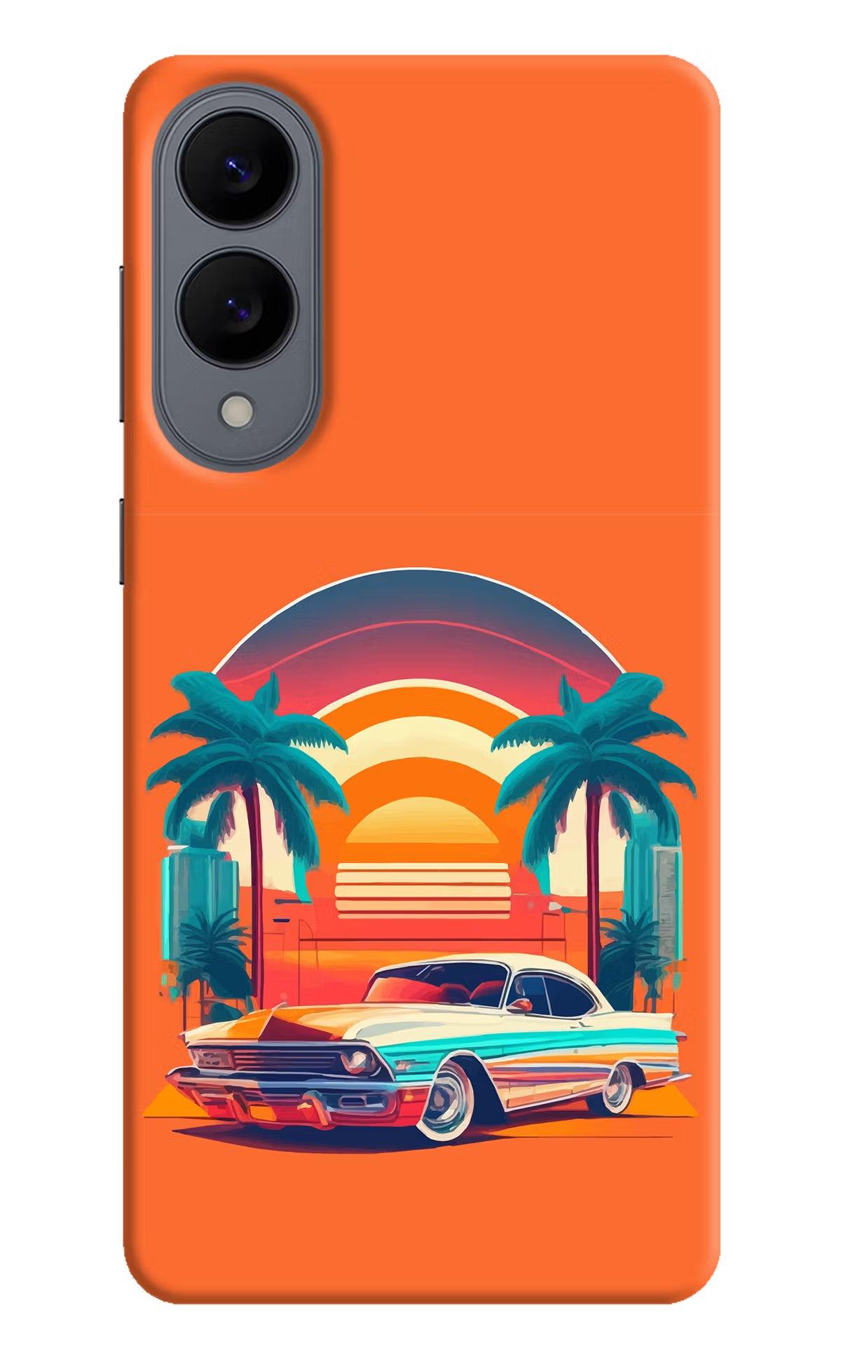 Palm Drive 80s Samsung S25 Edge Back Cover - Palm Drive 80s Samsung S25 Edge Hard Case Back Cover by Casekaro Palm Drive 80s Samsung S25 Edge Hard Case Back Cover by Casekaro