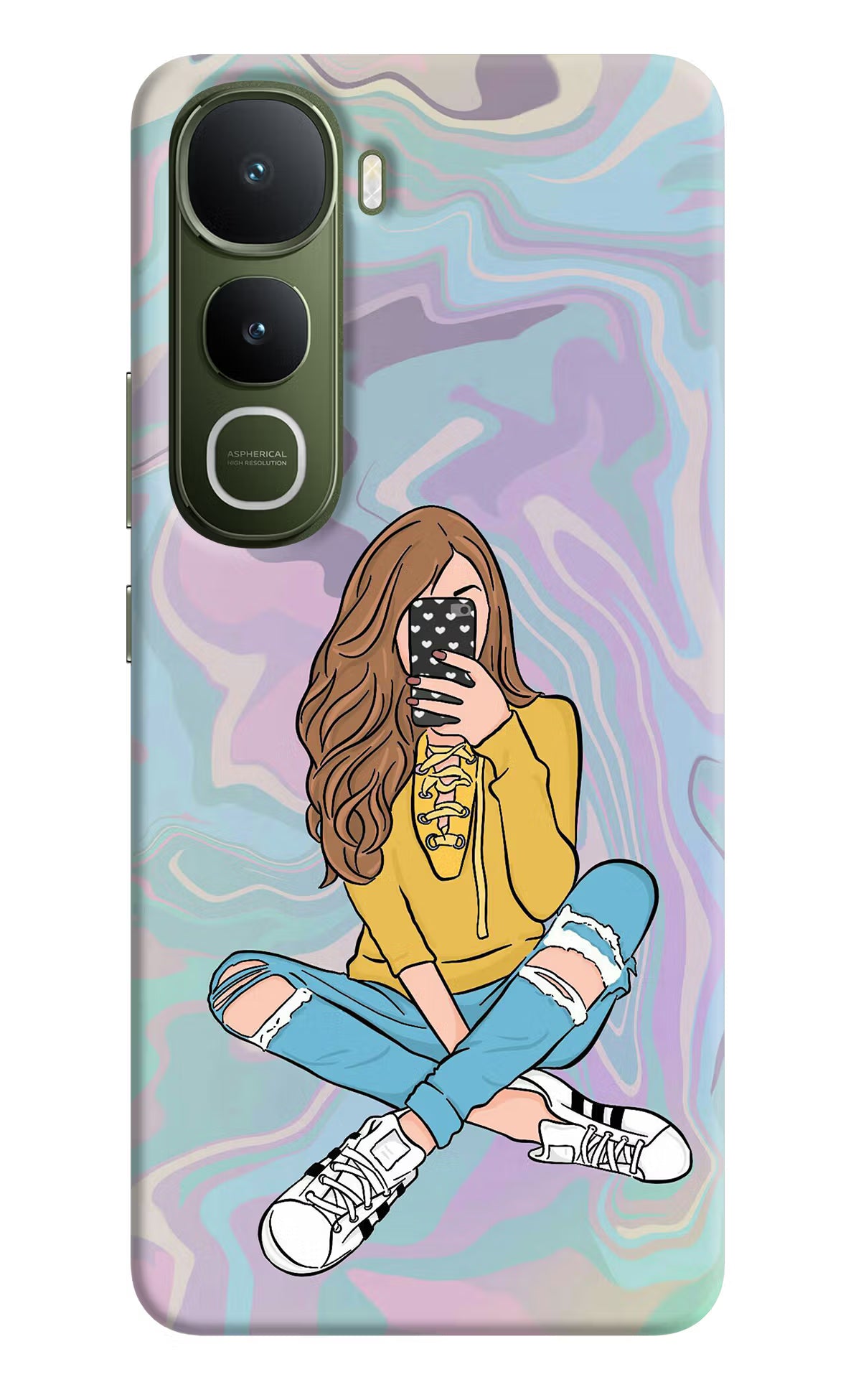 Selfie Girl Vivo Y400 5G Back Cover - Selfie Girl Vivo Y400 5G Hard Case Back Cover by Casekaro Selfie Girl Vivo Y400 5G Hard Case Back Cover by Casekaro
