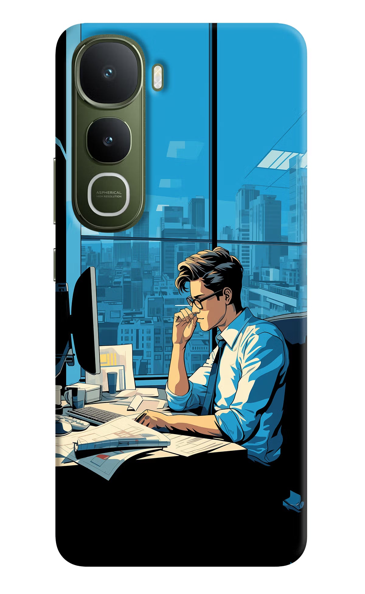 Focused Hustler (AI Generated) Vivo Y400 5G Back Cover - Focused Hustler (AI Generated) Vivo Y400 5G Hard Case Back Cover by Casekaro Focused Hustler (AI Generated) Vivo Y400 5G Hard Case Back Cover by Casekaro