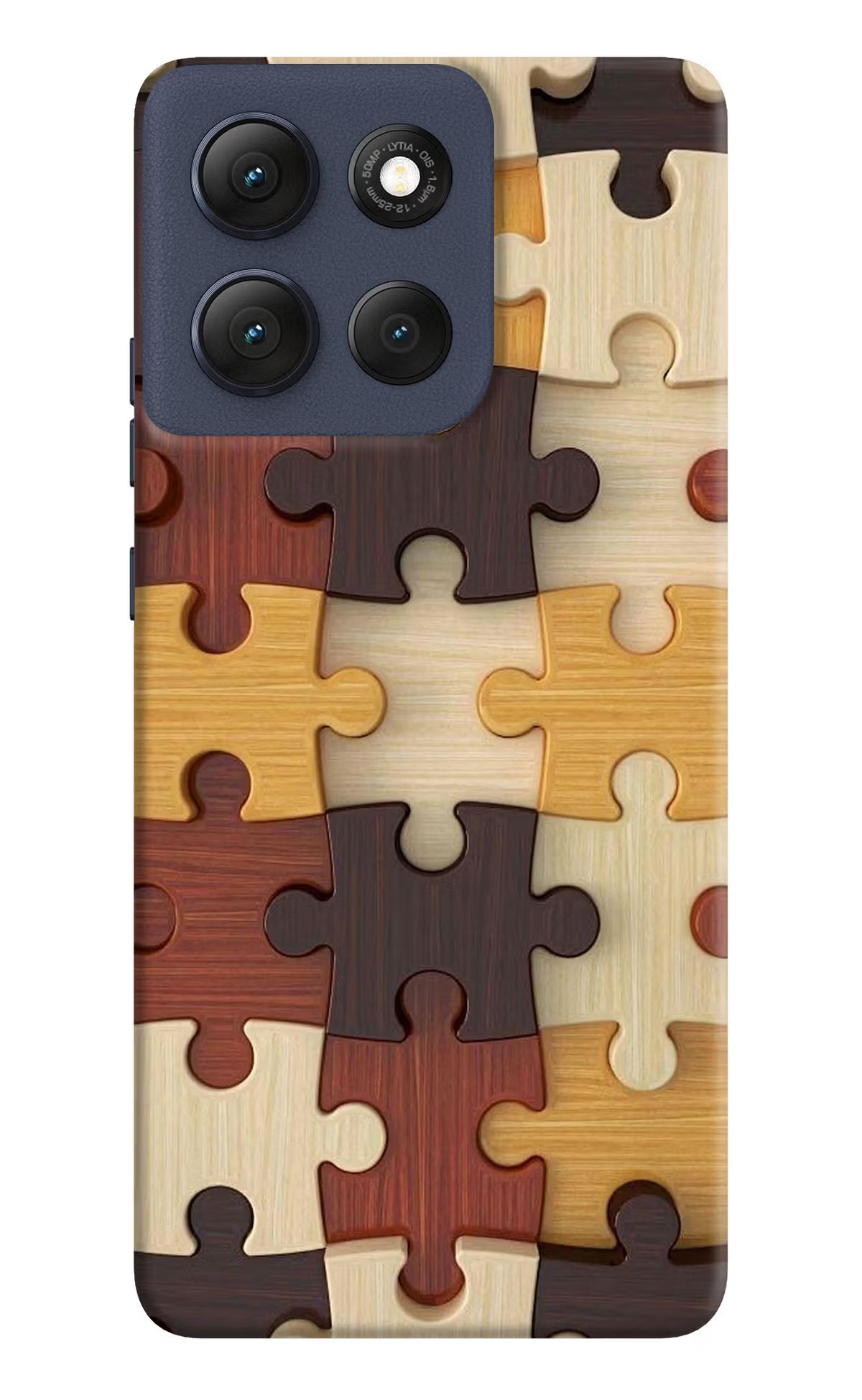 Wooden Puzzle Moto G86 Power Back Cover - Wooden Puzzle Moto G86 Power Hard Case Back Cover by Casekaro Wooden Puzzle Moto G86 Power Hard Case Back Cover by Casekaro