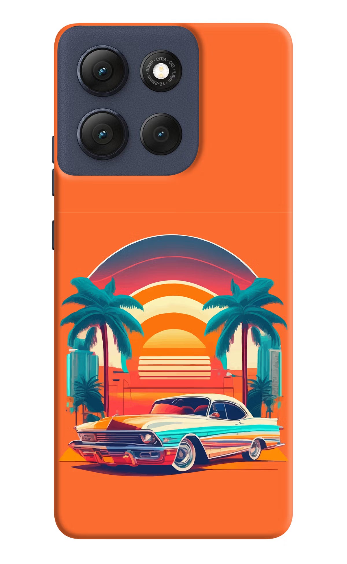 Palm Drive 80s Moto G86 Power Back Cover - Palm Drive 80s Moto G86 Power Hard Case Back Cover by Casekaro Palm Drive 80s Moto G86 Power Hard Case Back Cover by Casekaro