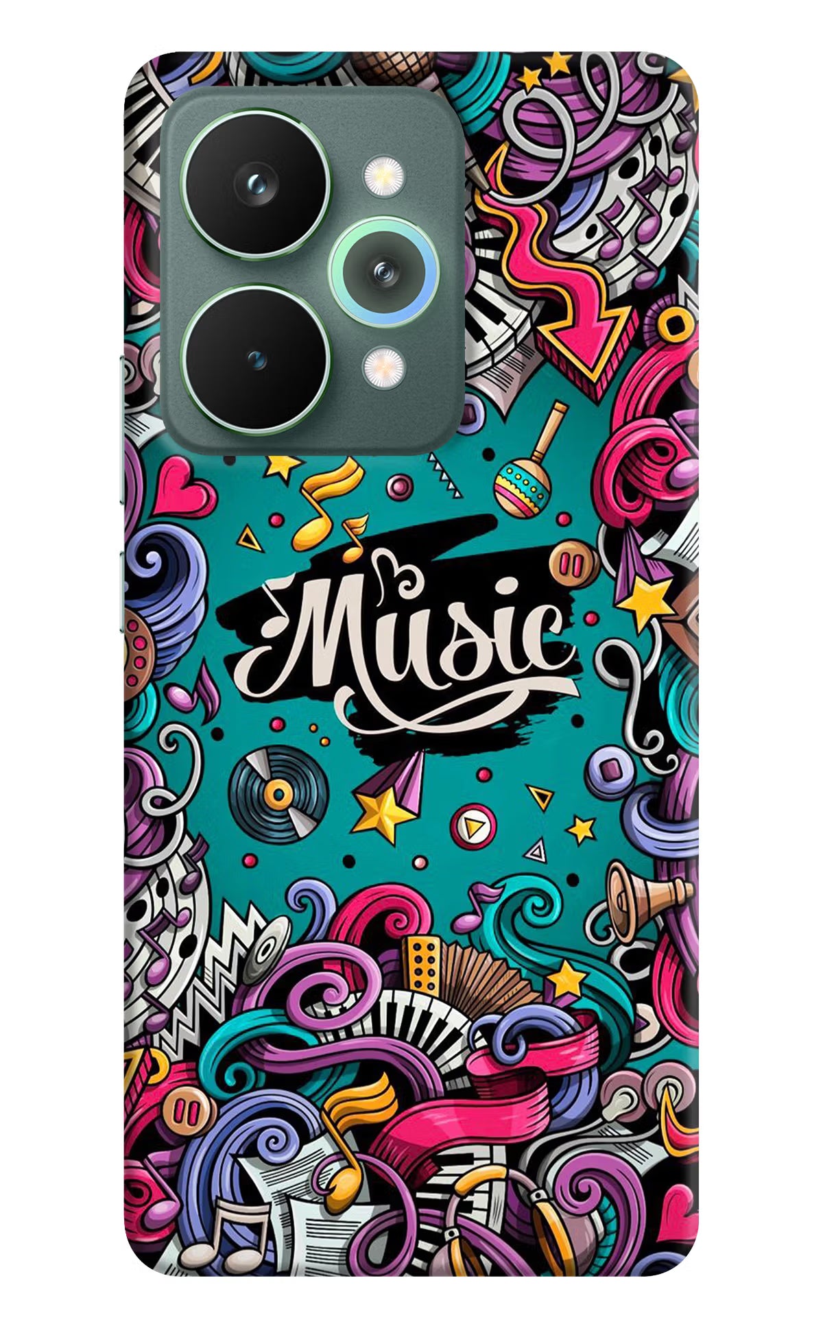 Music Graffiti Realme 15 Pro Back Cover - Music Graffiti Realme 15 Pro Hard Case Back Cover by Casekaro Music Graffiti Realme 15 Pro Hard Case Back Cover by Casekaro