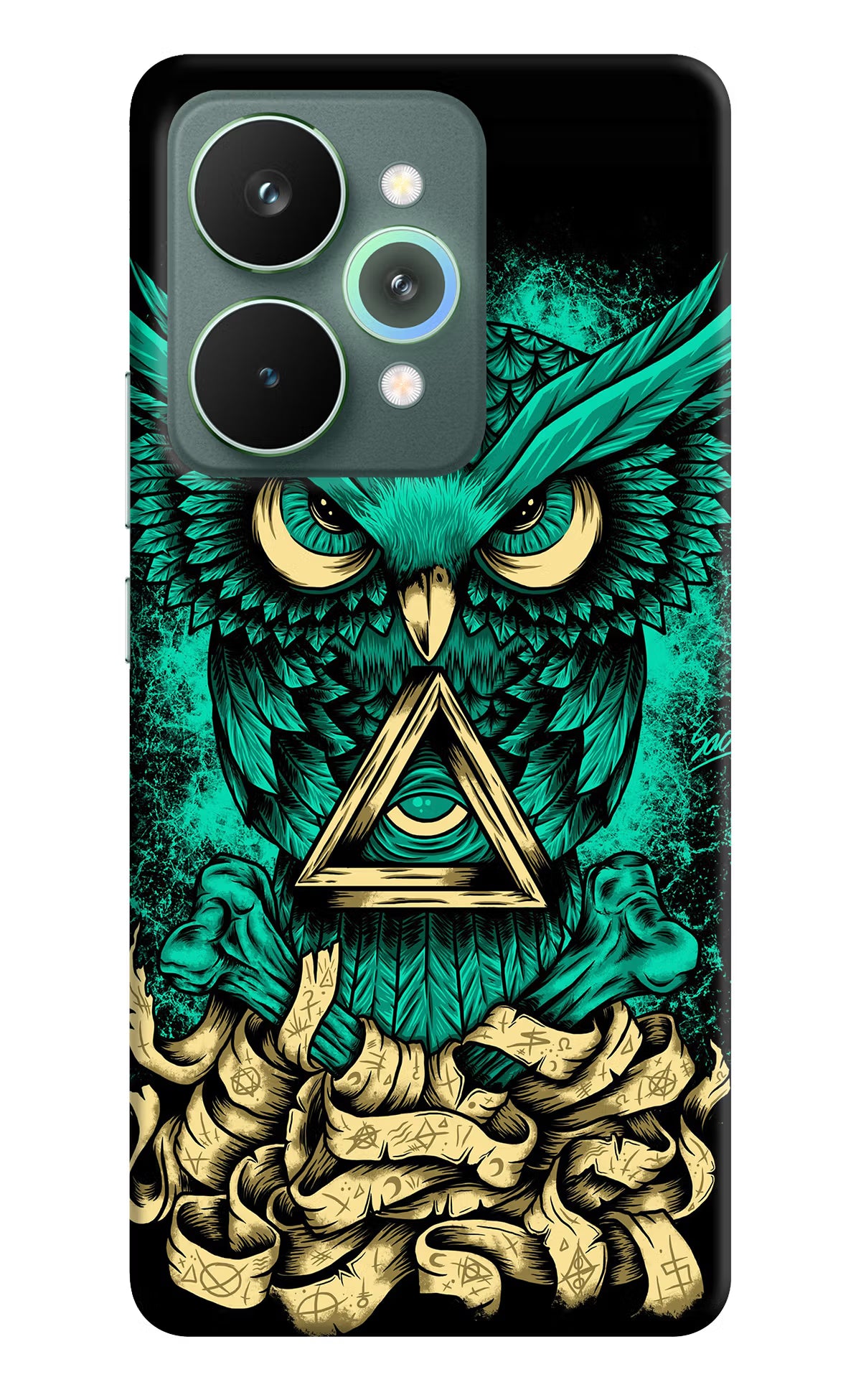 Green Owl Realme 15 Pro Back Cover - Green Owl Realme 15 Pro Hard Case Back Cover by Casekaro Green Owl Realme 15 Pro Hard Case Back Cover by Casekaro