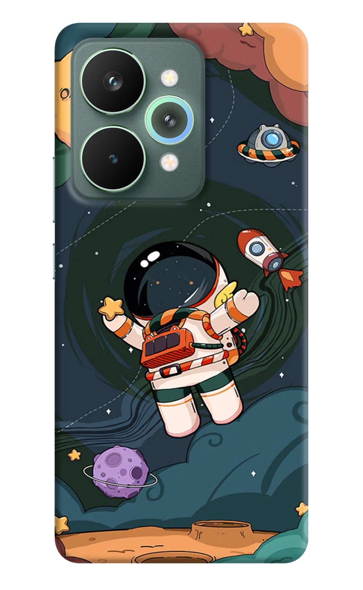 Cartoon Astronaut Realme 15 Pro Back Cover - Cartoon Astronaut Realme 15 Pro Hard Case Back Cover by Casekaro Cartoon Astronaut Realme 15 Pro Hard Case Back Cover by Casekaro